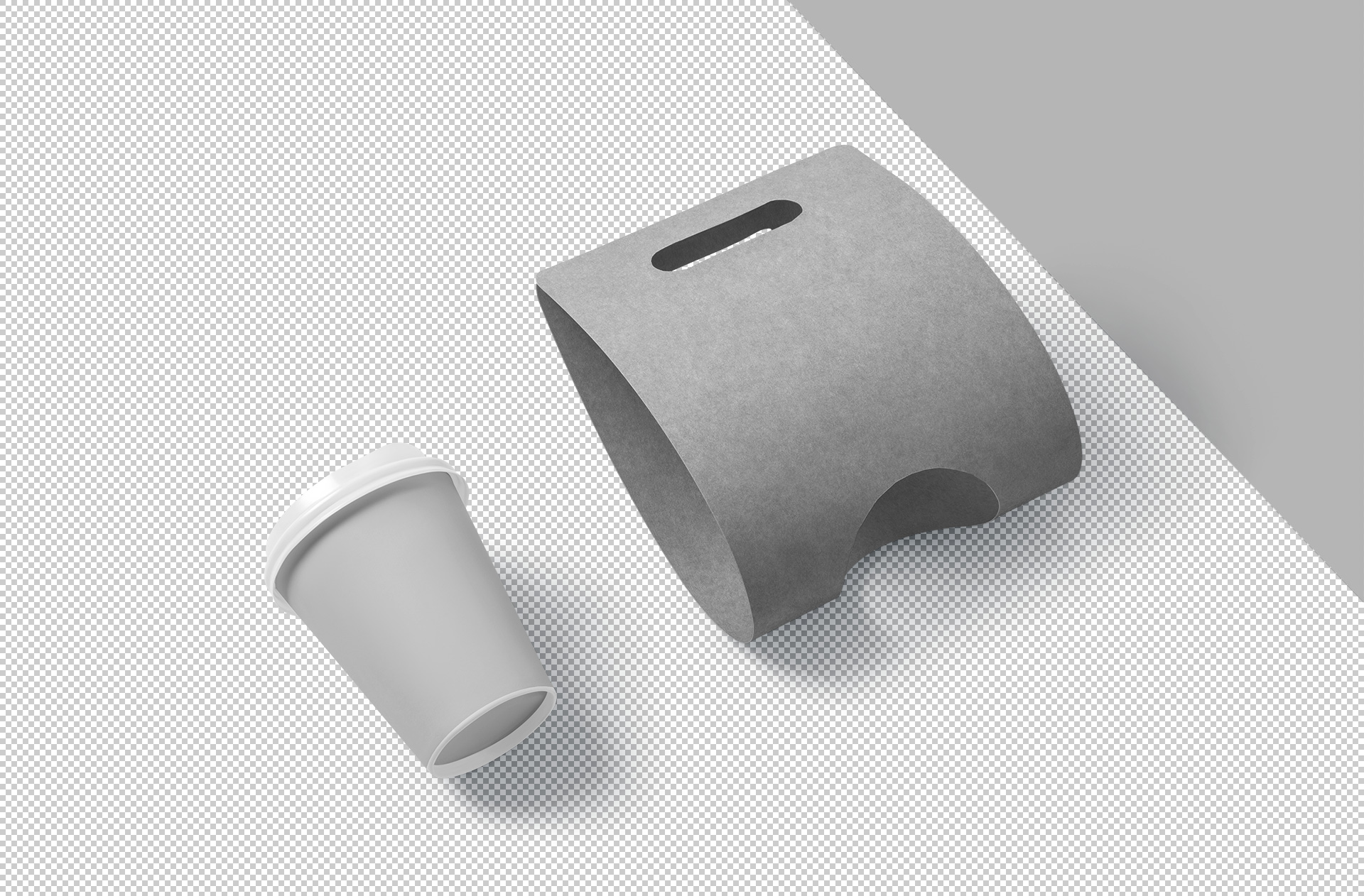angled coffee cup carrier mockup