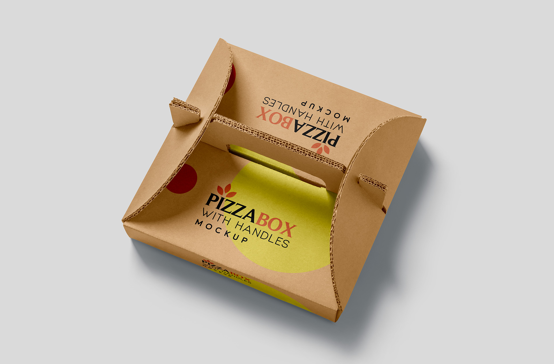 Pizza Box with Handles Mockup