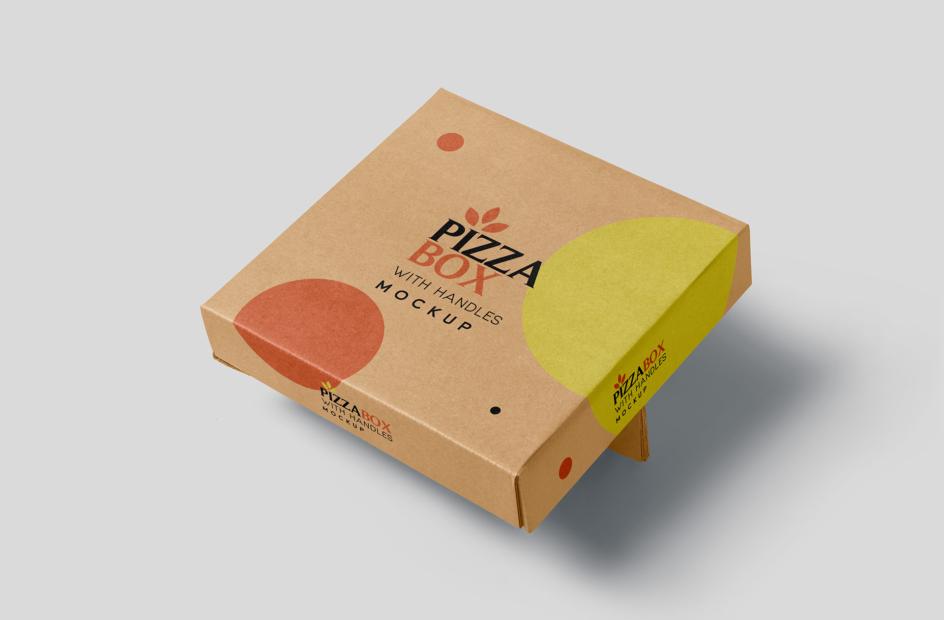 Closed Pizza Box with Handles Mockup