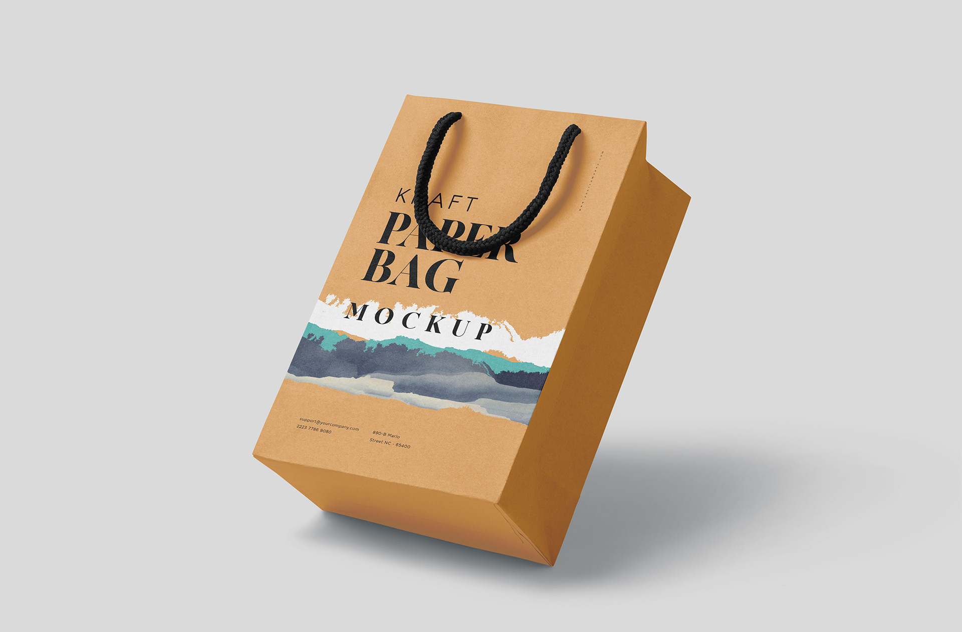 Kraft Paper Bag Mockup with Handles