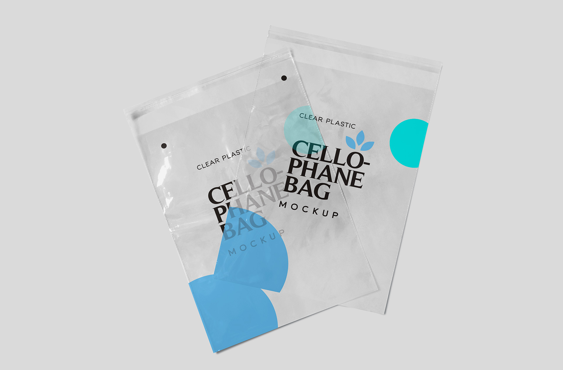 Double Clear Plastic Cellophane Bag Mockup