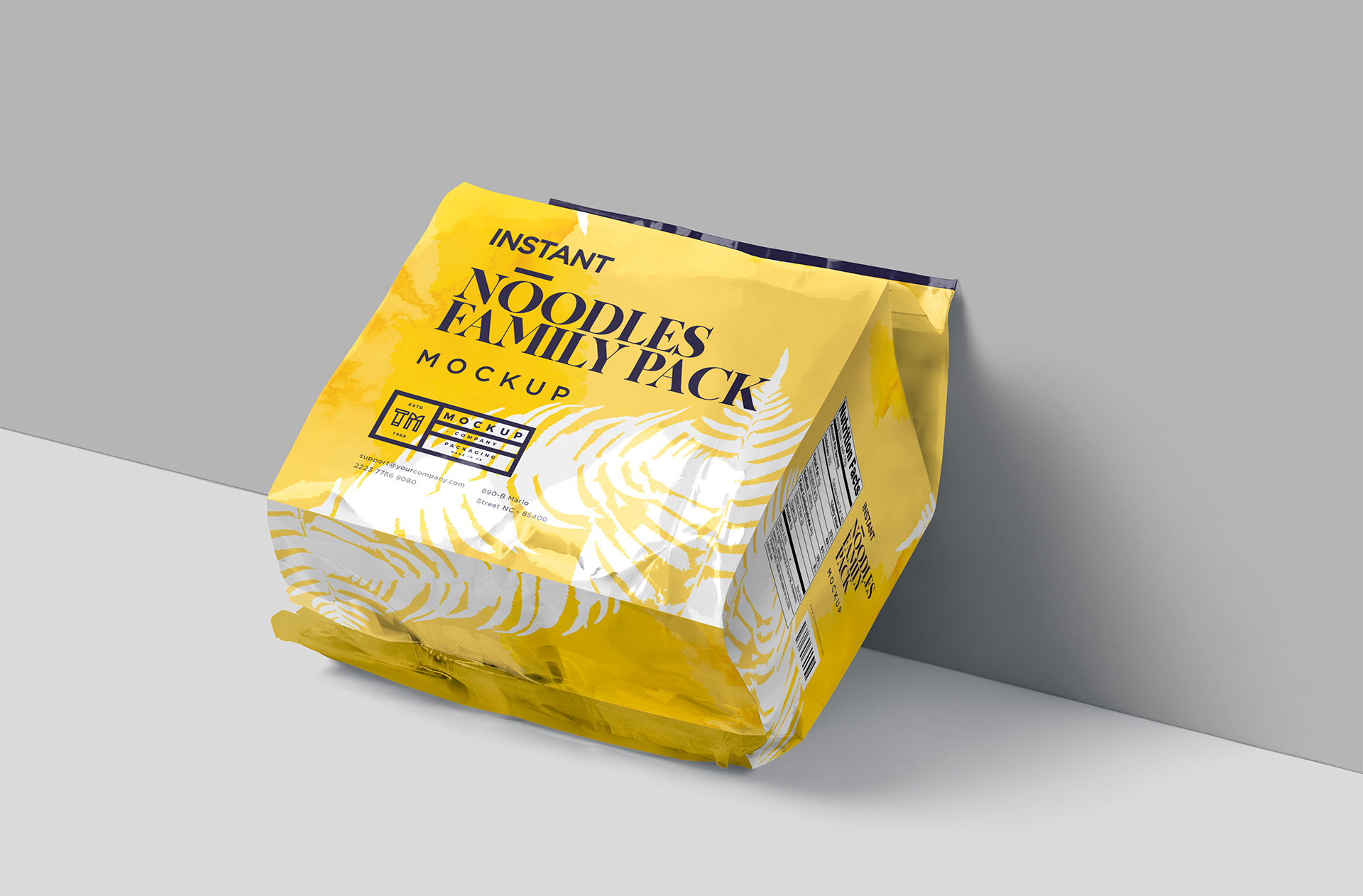 Soft Pouch Noodles Pack Mockup – High-Resolution PSD