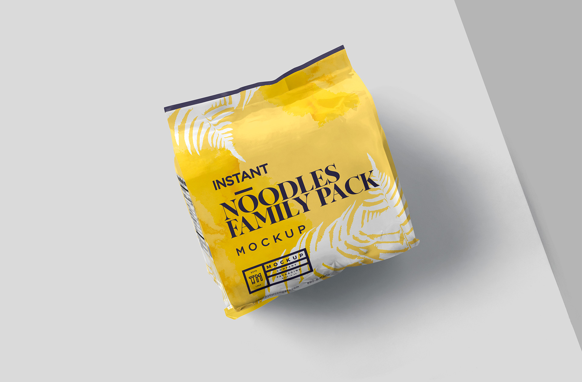Top View Noodles Packaging Mockup – Sealed Pouch