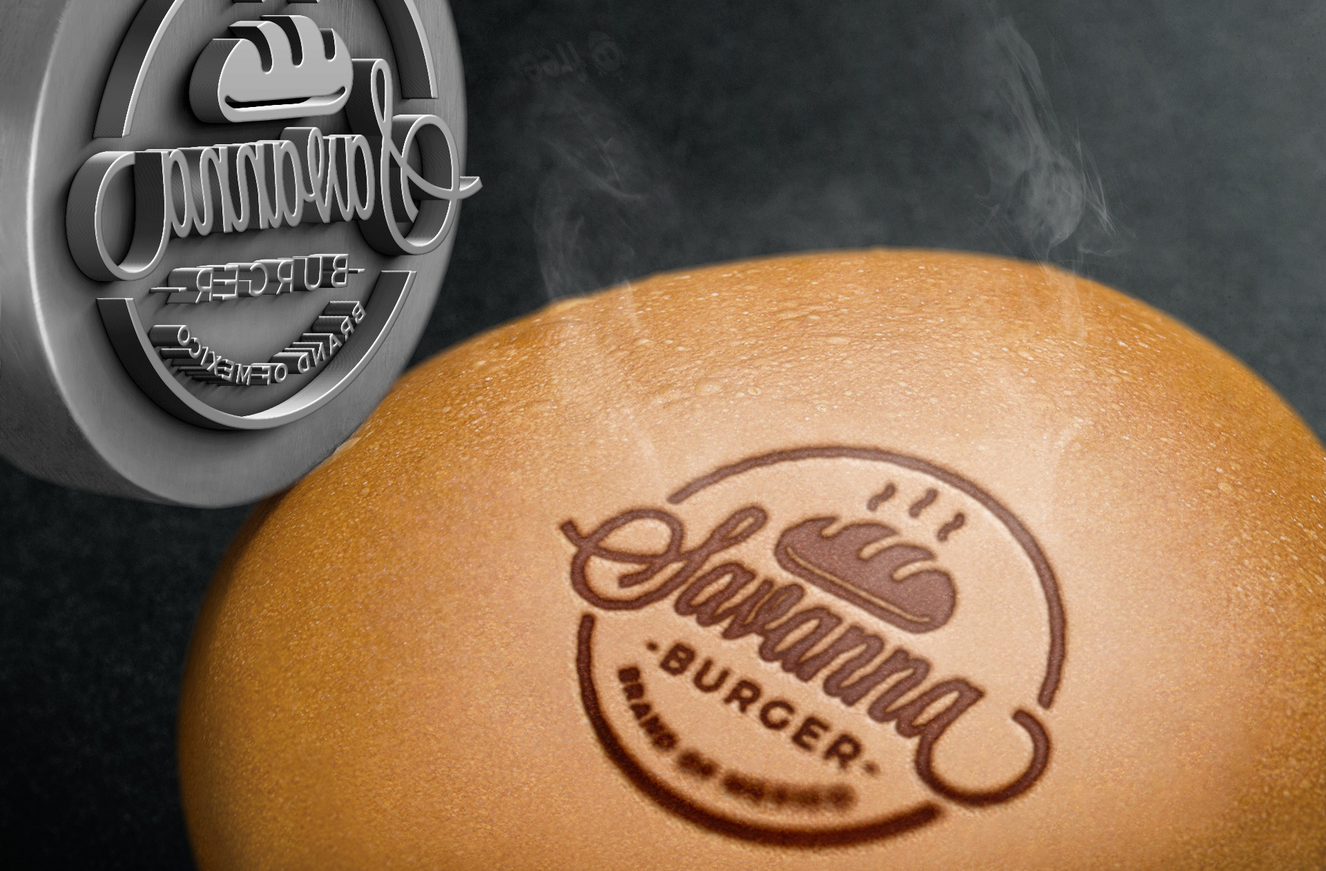 Hot Stamped Logo on Burger Mockup – Realistic Effect