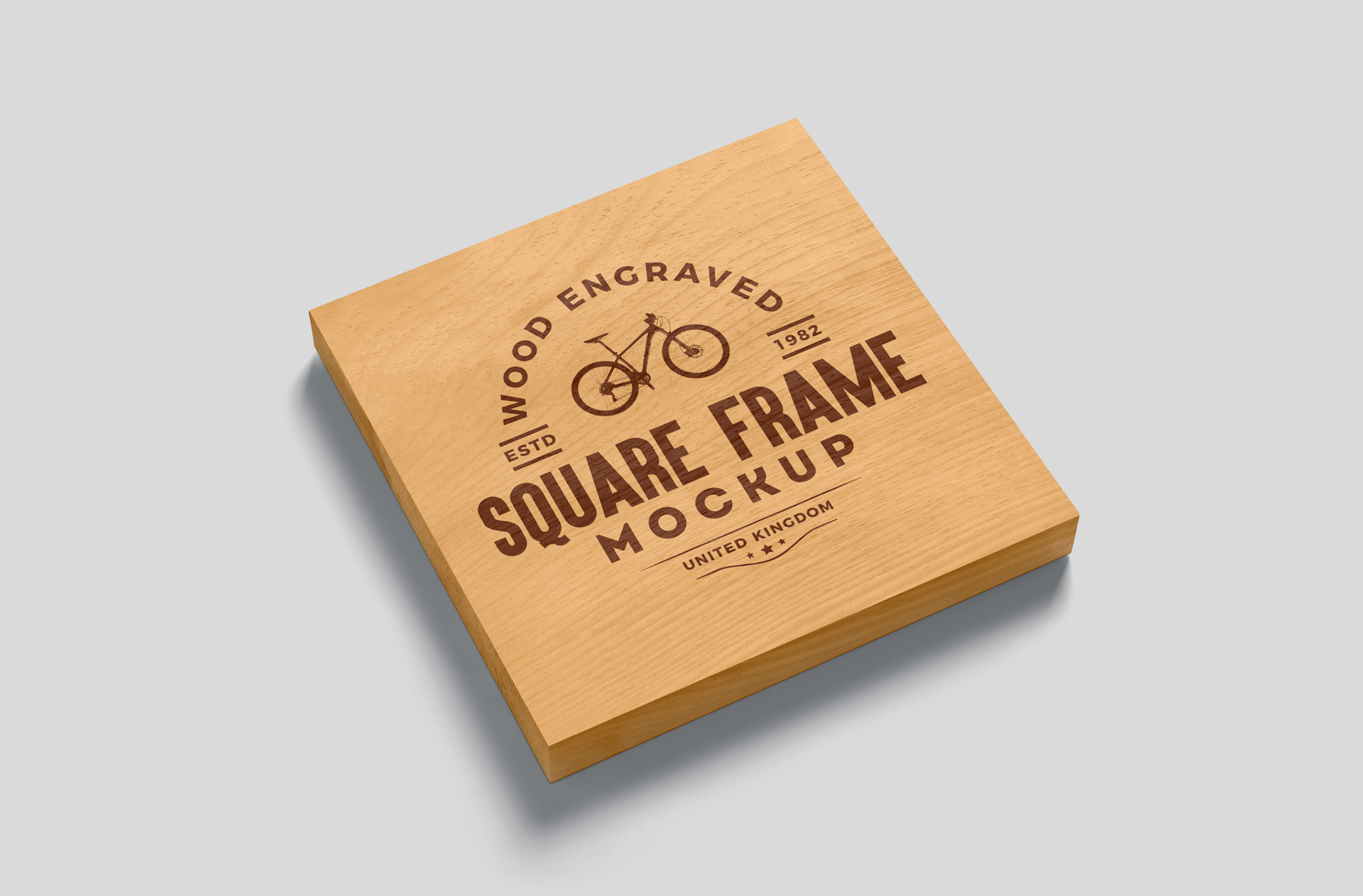 Custom Engraved Wooden Frame Mockup – Branding PSD