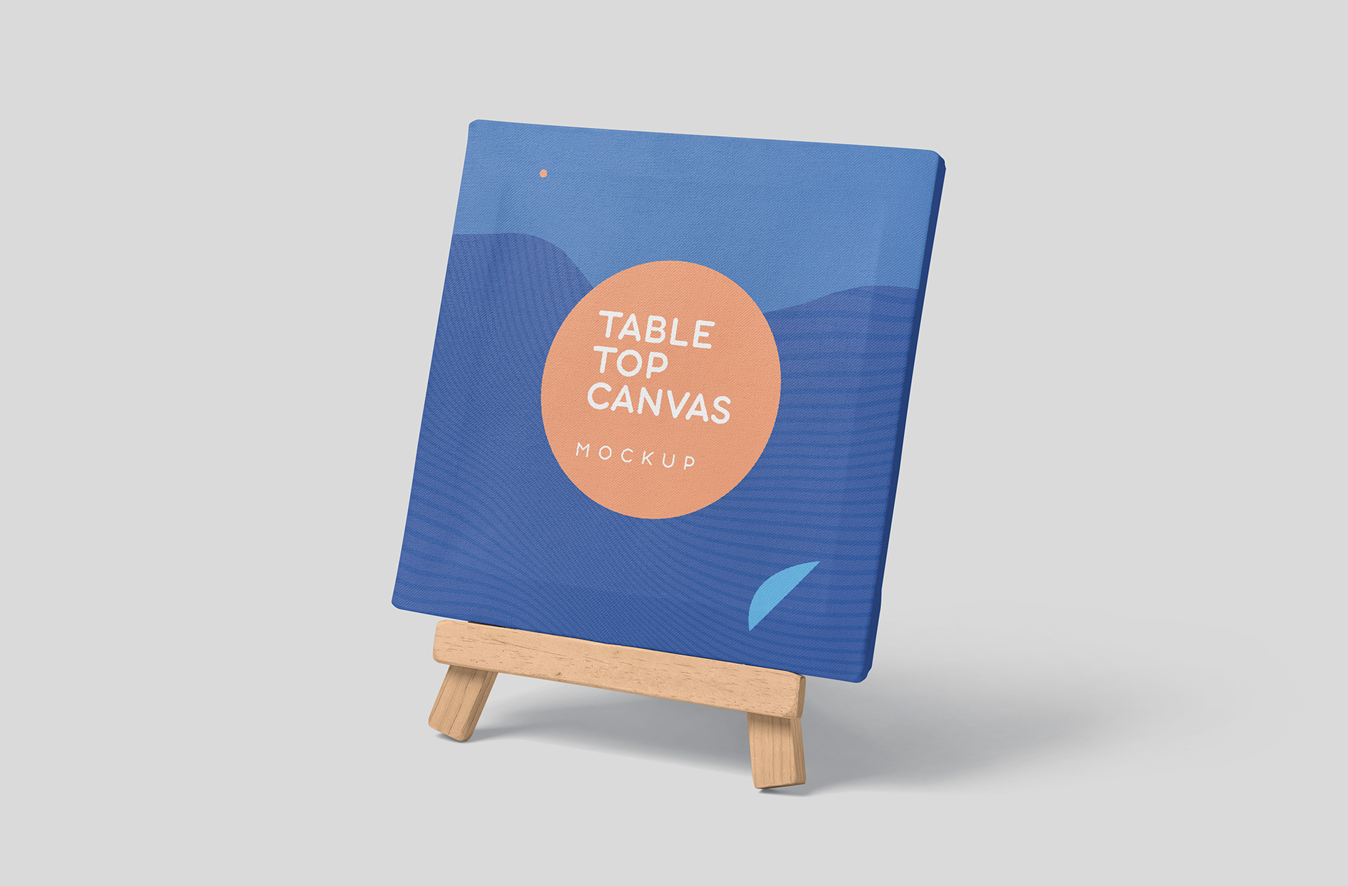 Square Tabletop Canvas Mockup with Wooden Easel