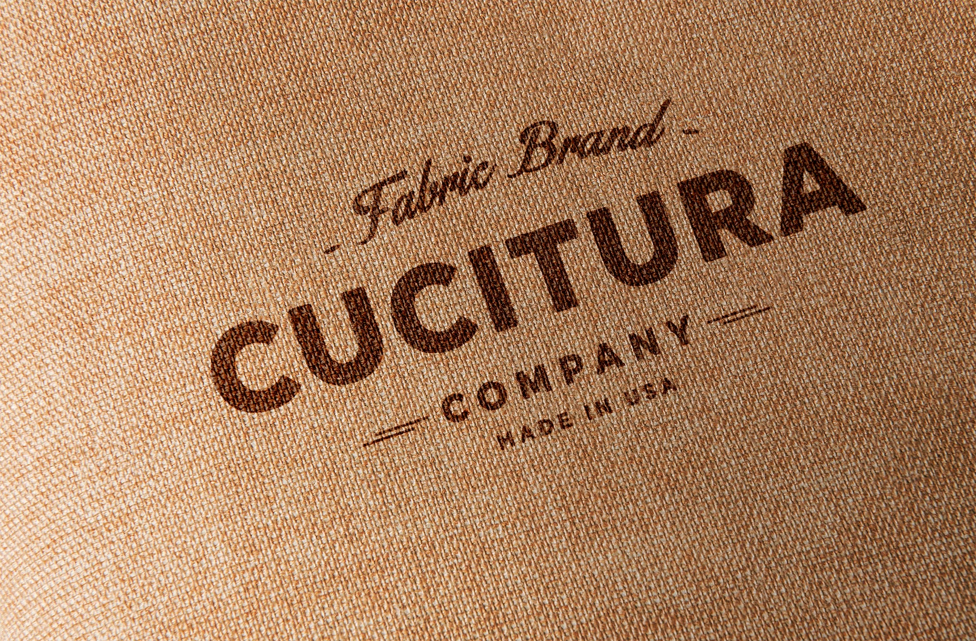 Printed Fabric Logo Mockup on Brown Canvas