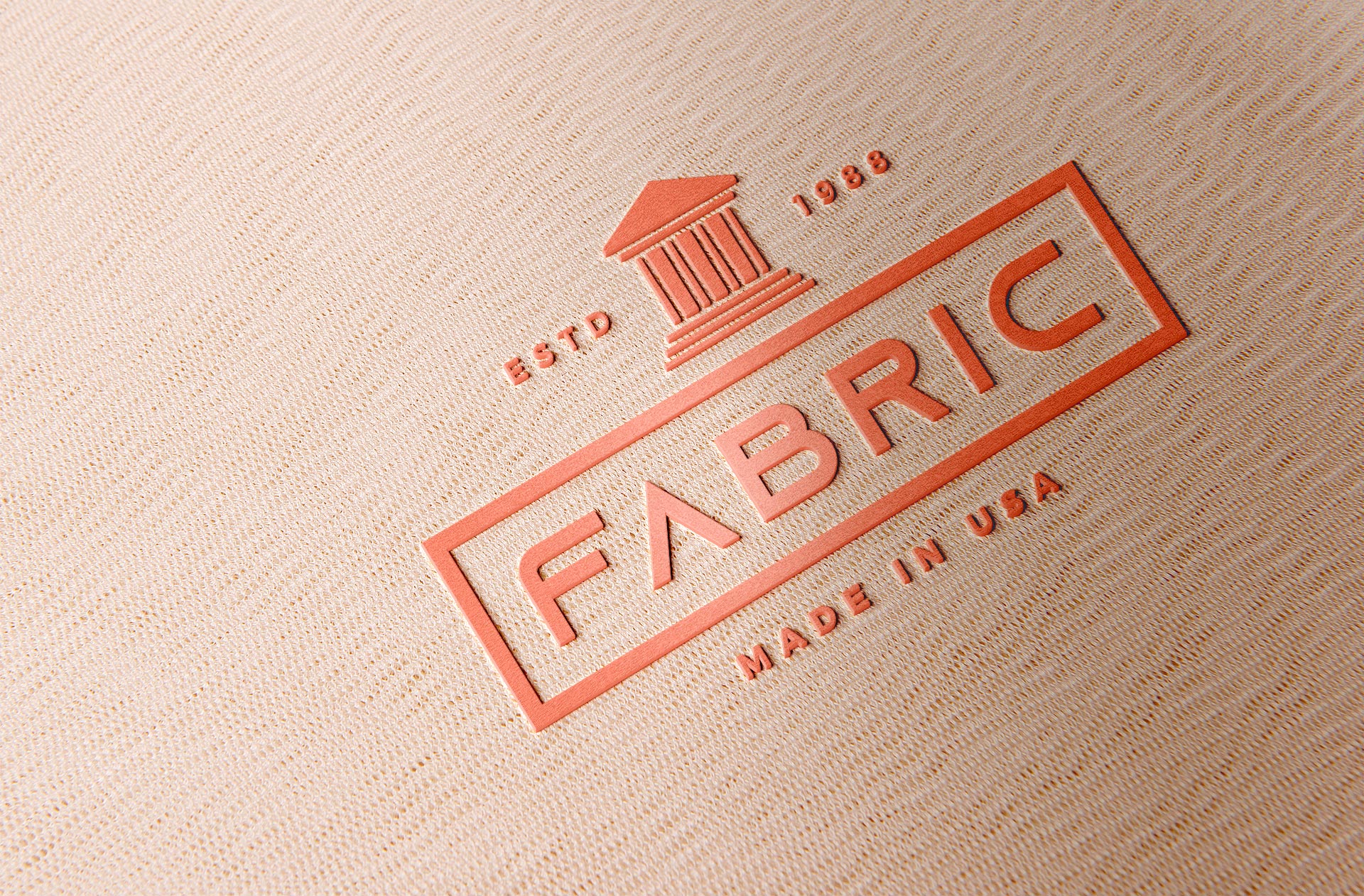 Embossed Logo Mockup on Beige Fabric Texture