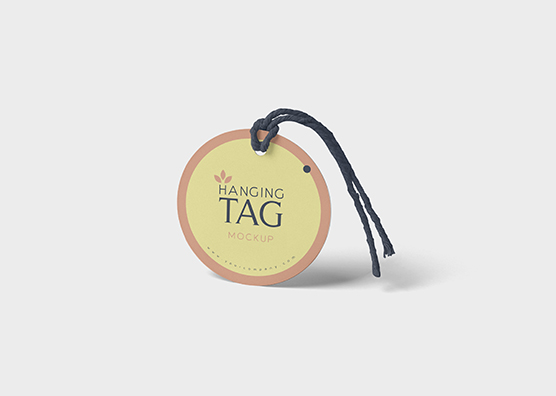 Round Hanging Tag Mockup for Branding Design