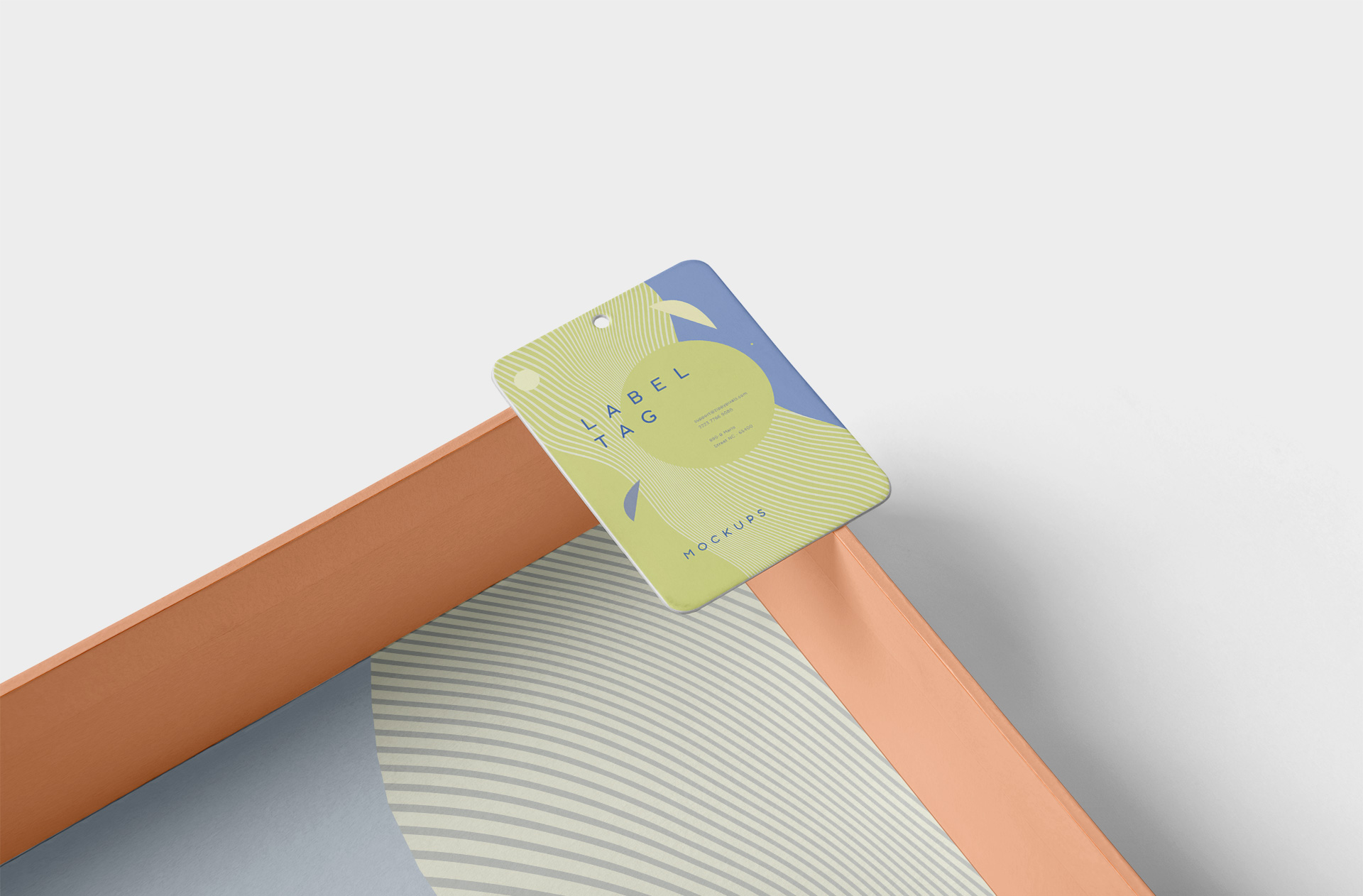 Square Label Tag Mockup with Box Display