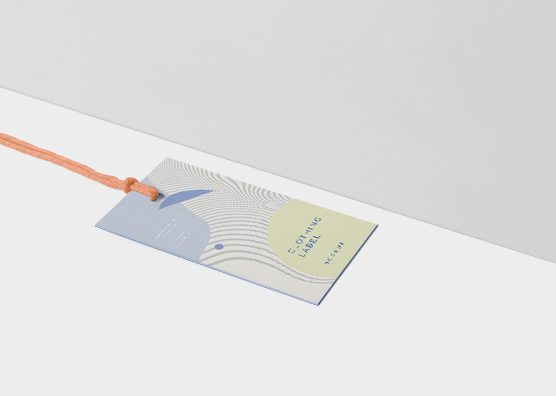 Clothing Label Mockup with Modern Hanging Display