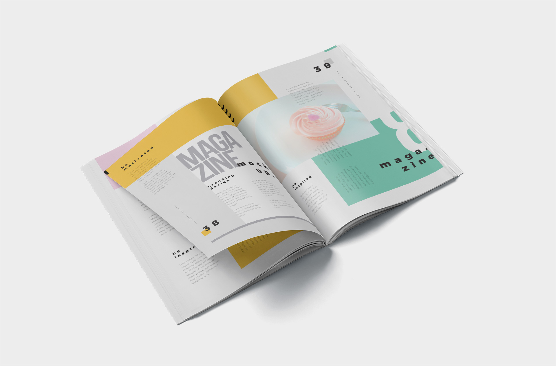 Open A4 Magazine Mockup with Dual Page Layout