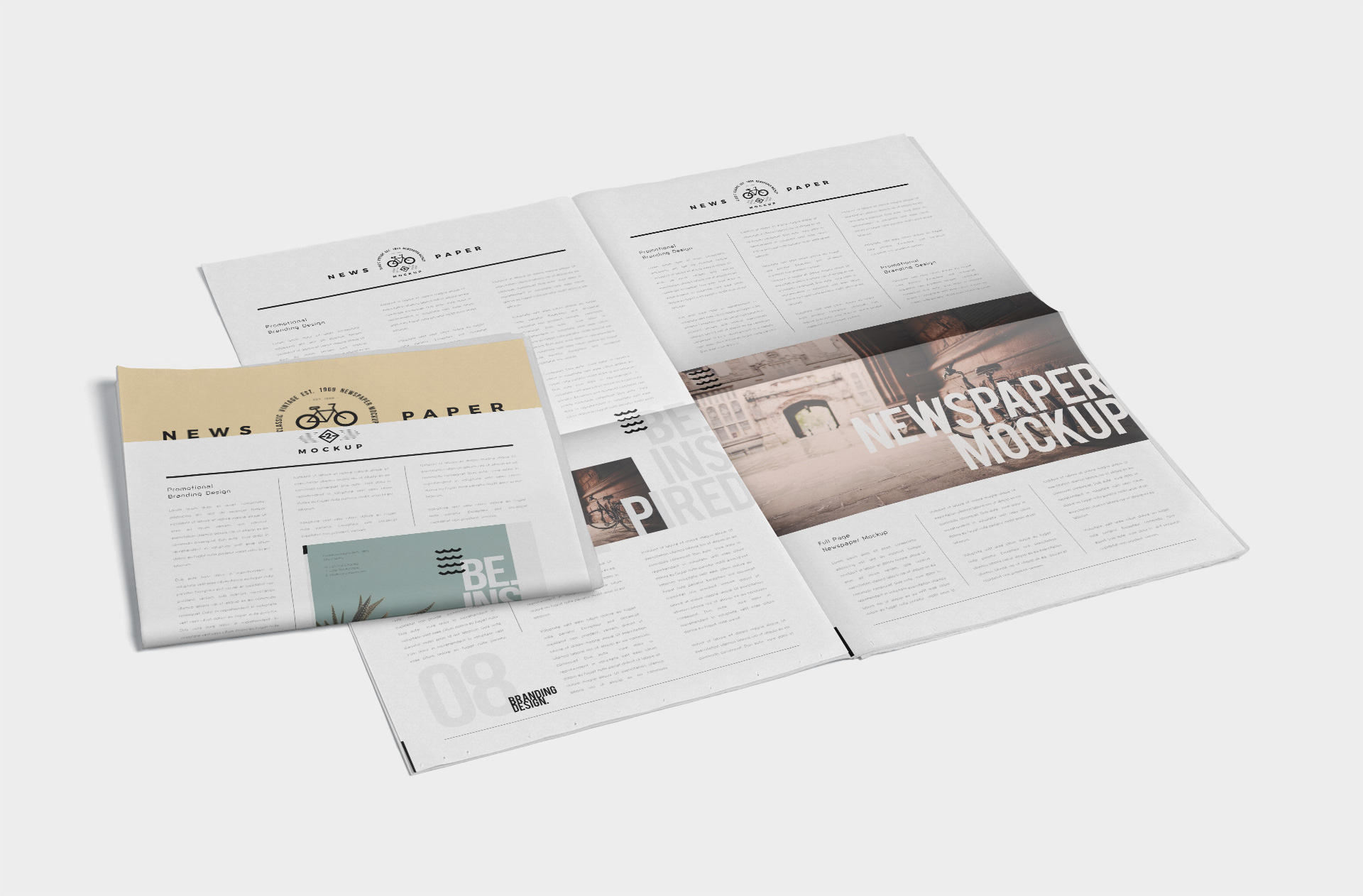 Open Newspaper Mockup with Realistic Pages