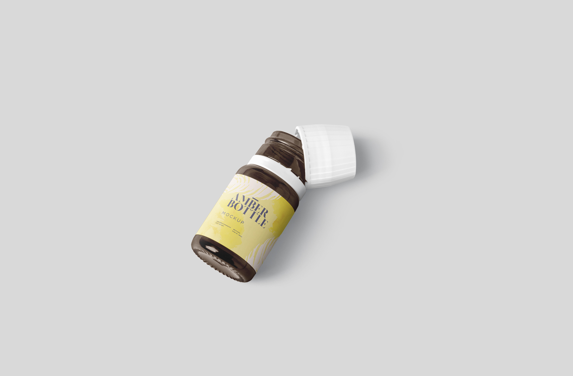 Amber Bottle Mockup with Open Cap Display