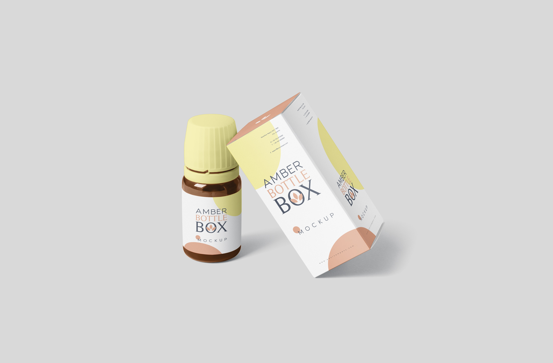 Floating Amber Bottle with Box Mock-up