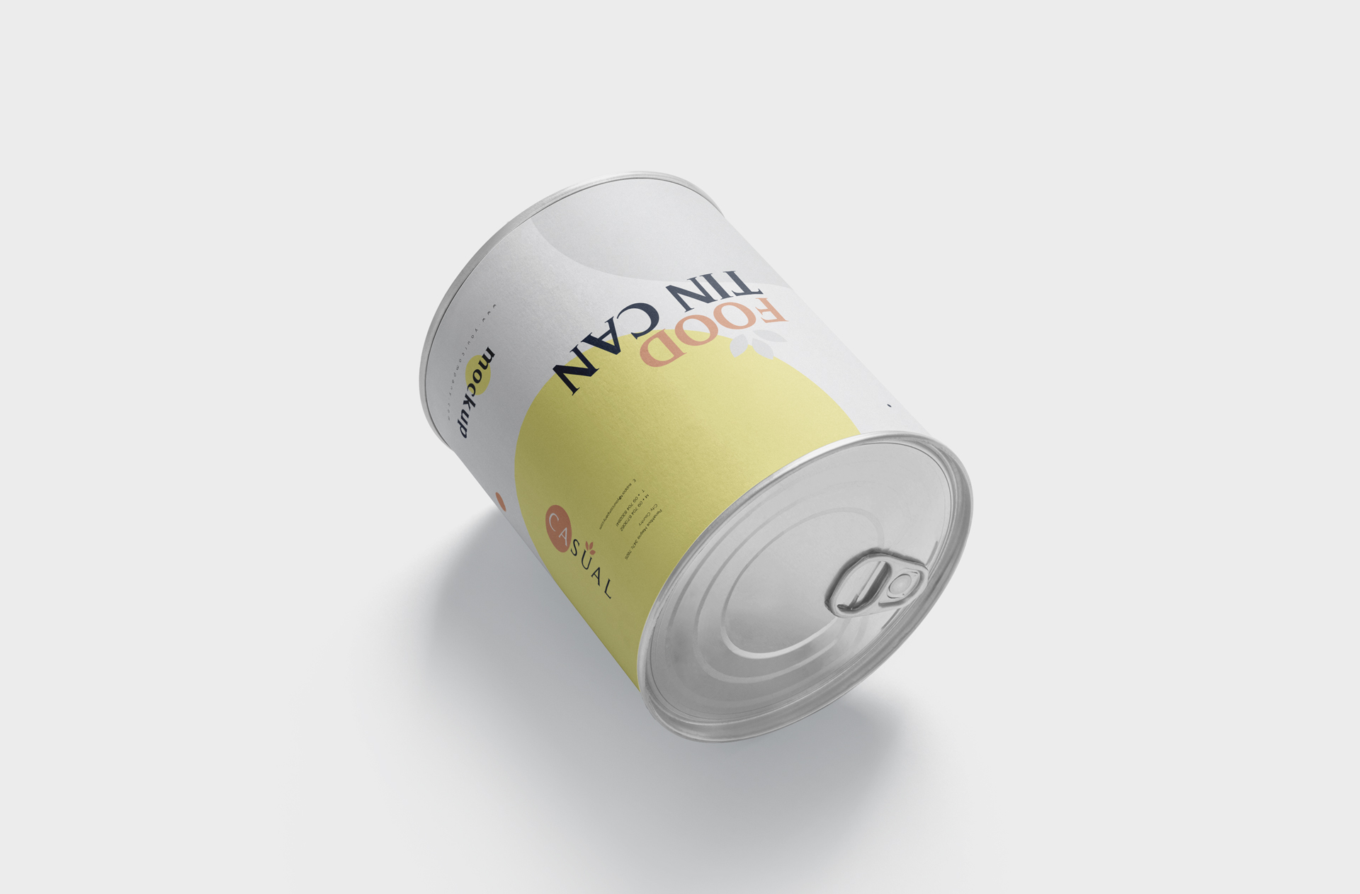 Tilted Food Tin Can Mock-up for Label Design