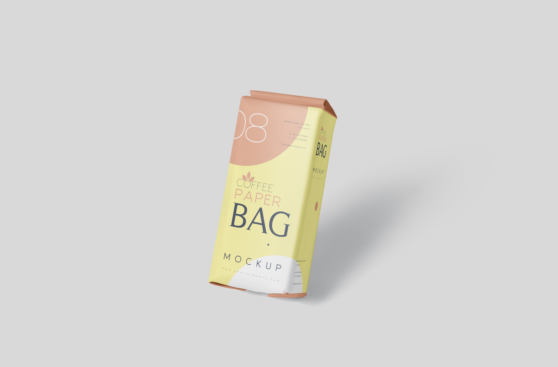 Leaning Coffee Paper Bag Mockup for Product Display