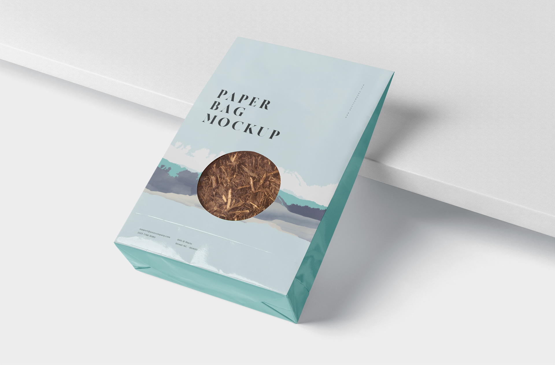 Flat Paper Bag Mockup with Transparent Window