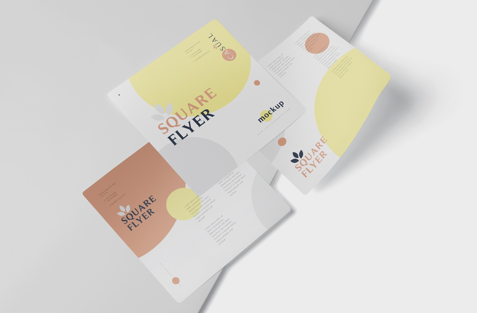 Floating Square Flyer Mockup with Realistic Display