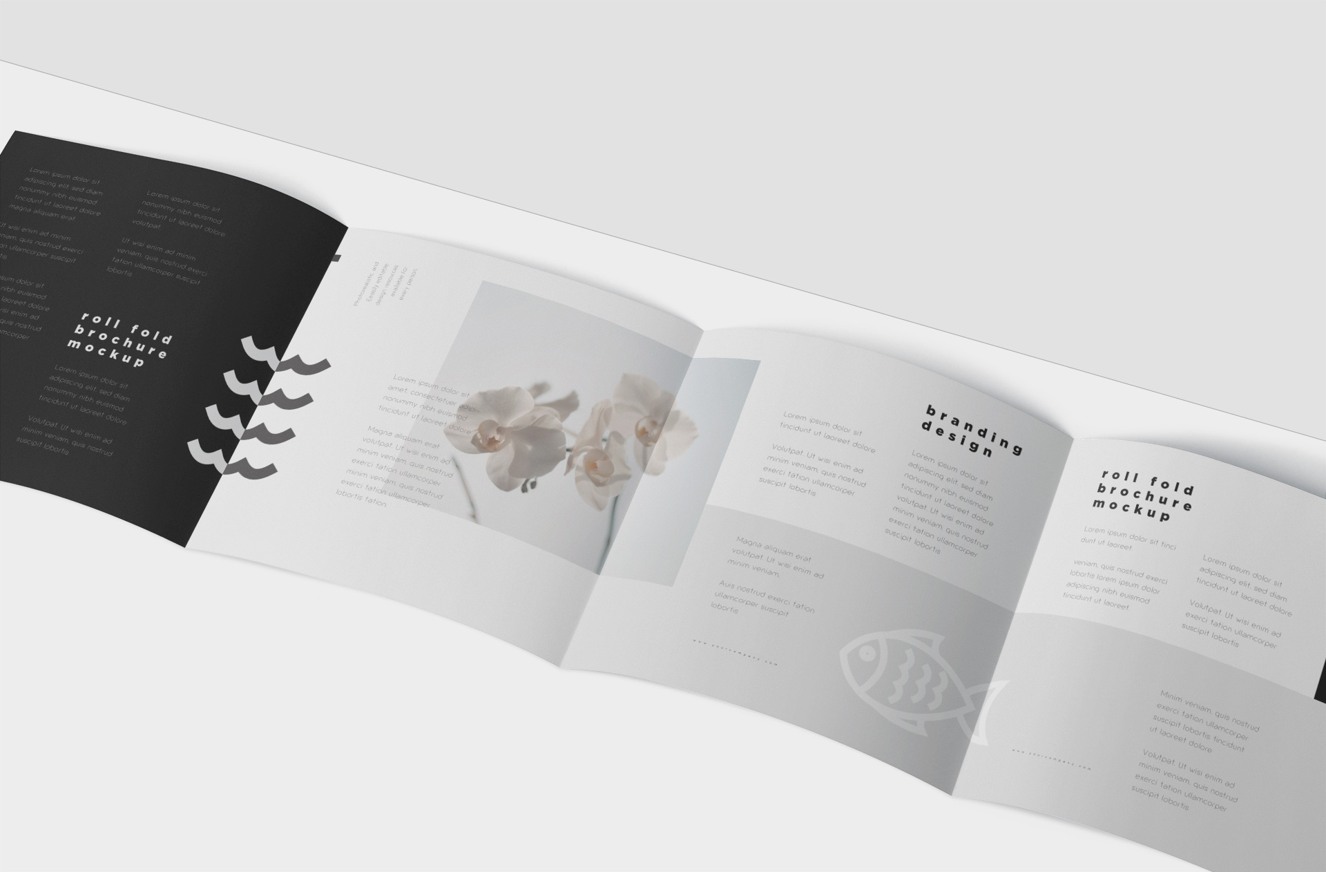 Realistic Roll Fold Brochure Mockup for Print