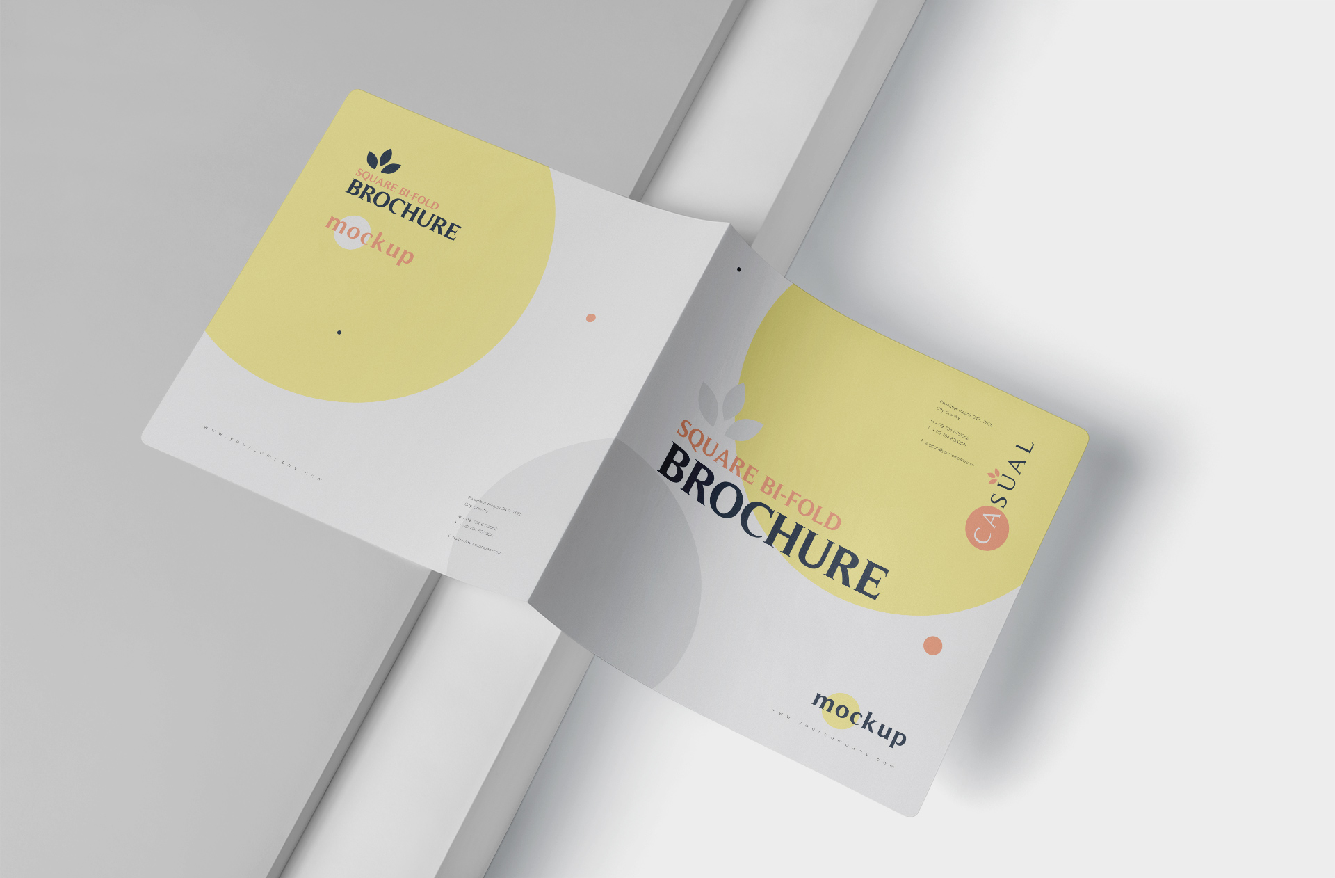 Square Bi-Fold Brochure Mockup with Modern Layout