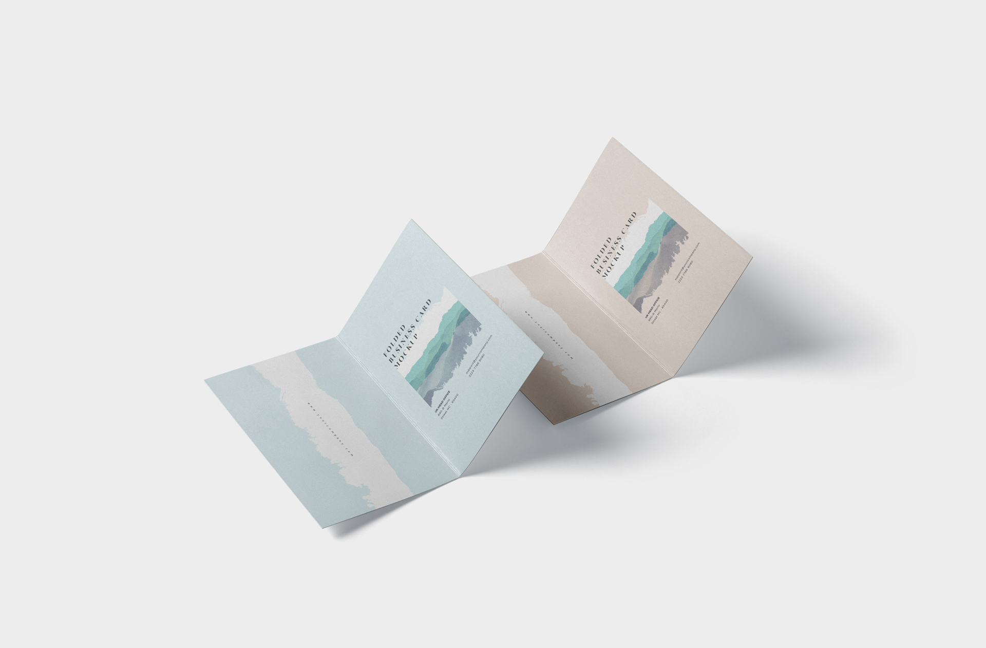 Floating Folded Business Card Mockup – Perspective