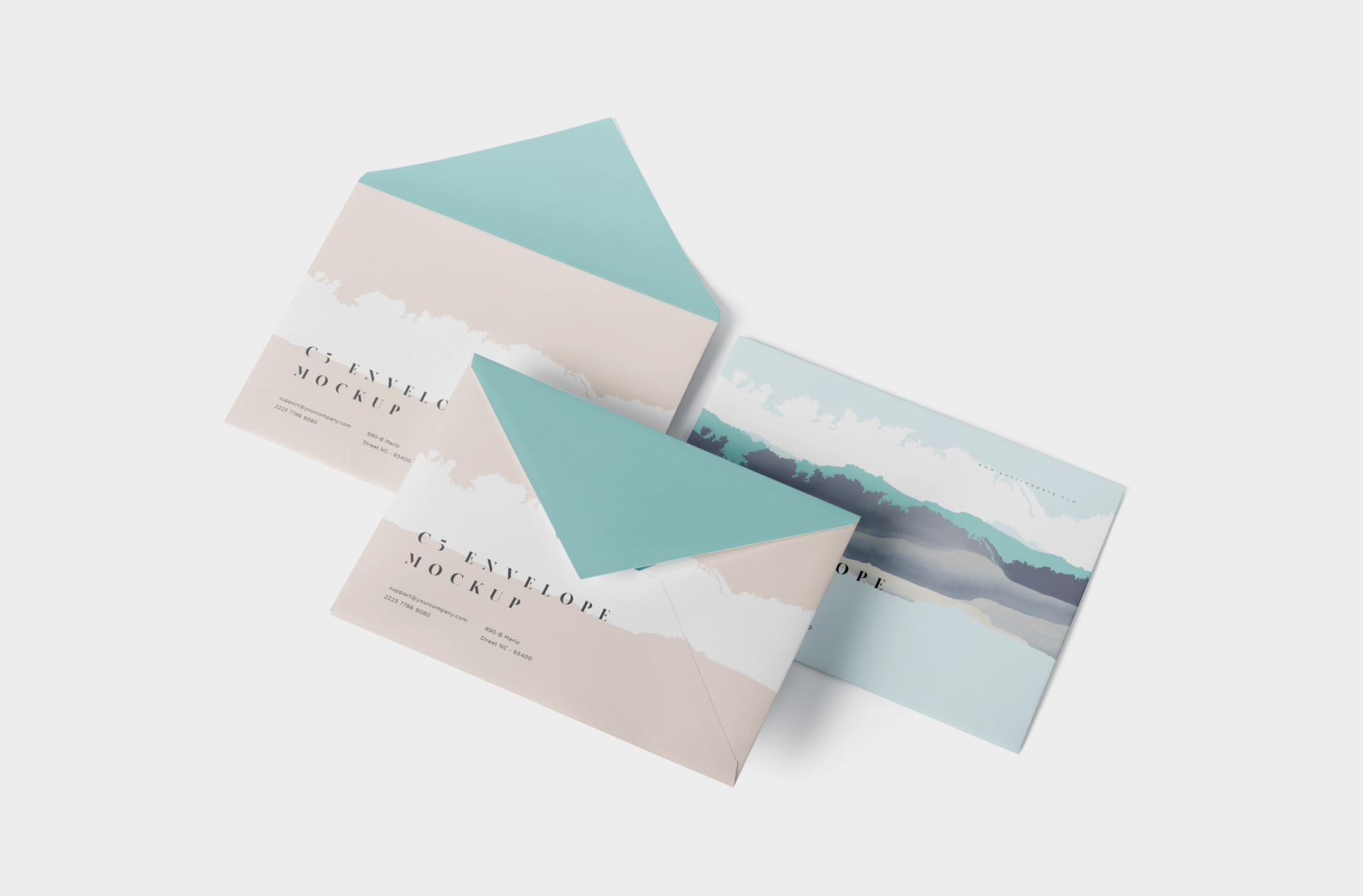 Professional C5 Envelope Mockup – Open & Closed