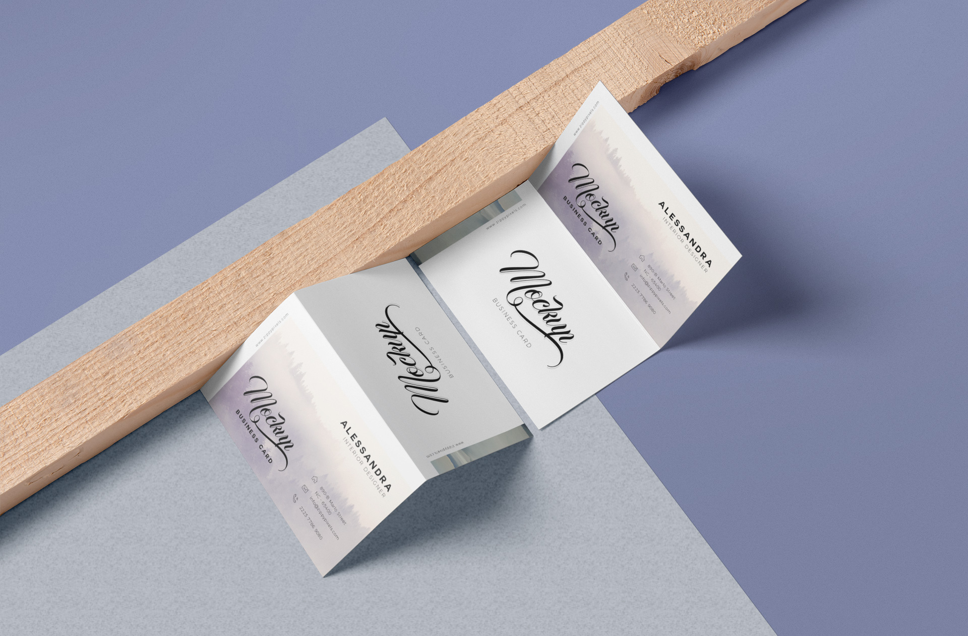 Minimalist Folded Business Card Mockup Set