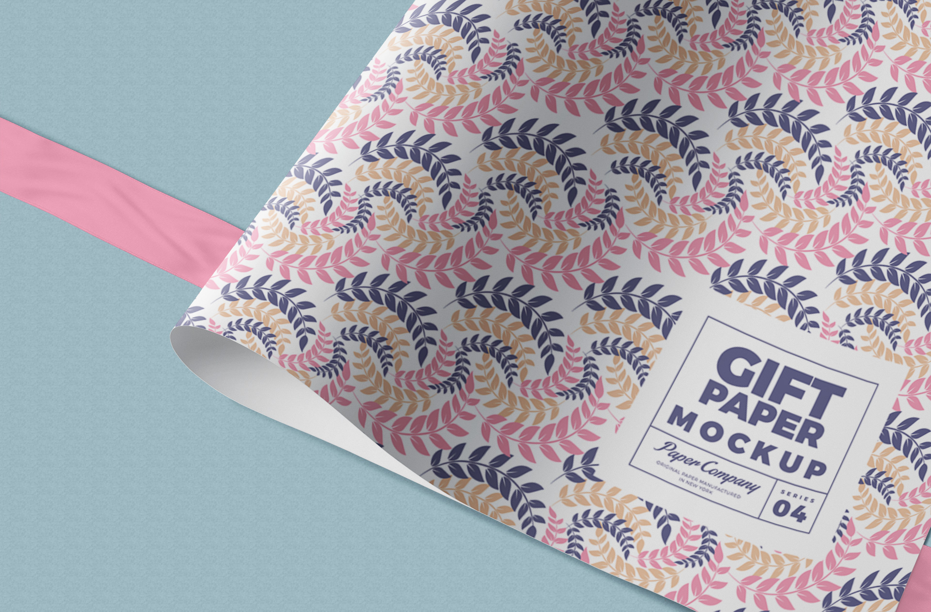 Gift Wrapping Paper Mockup with Folded Corner