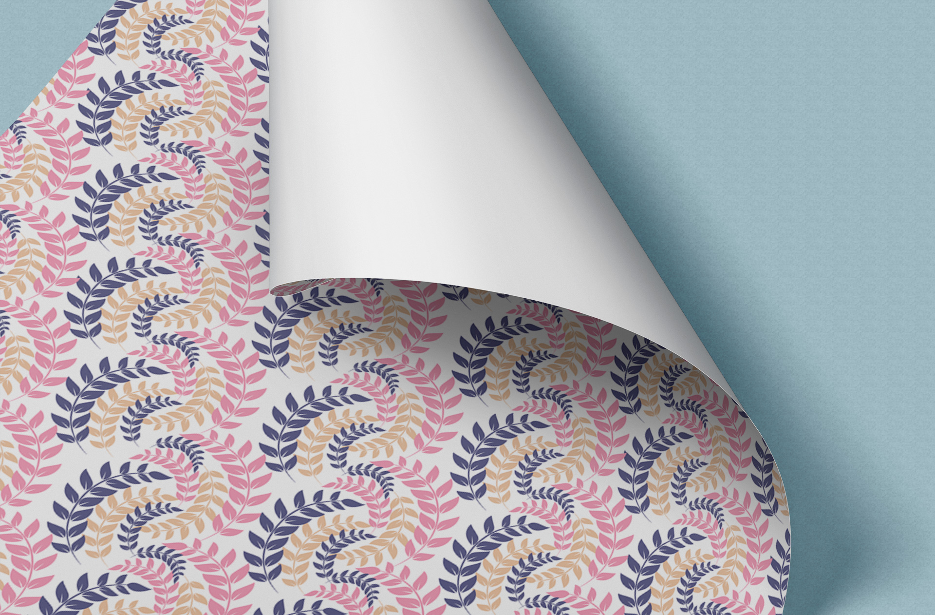 Realistic Gift Wrapping Paper Mockup with Curled Edge