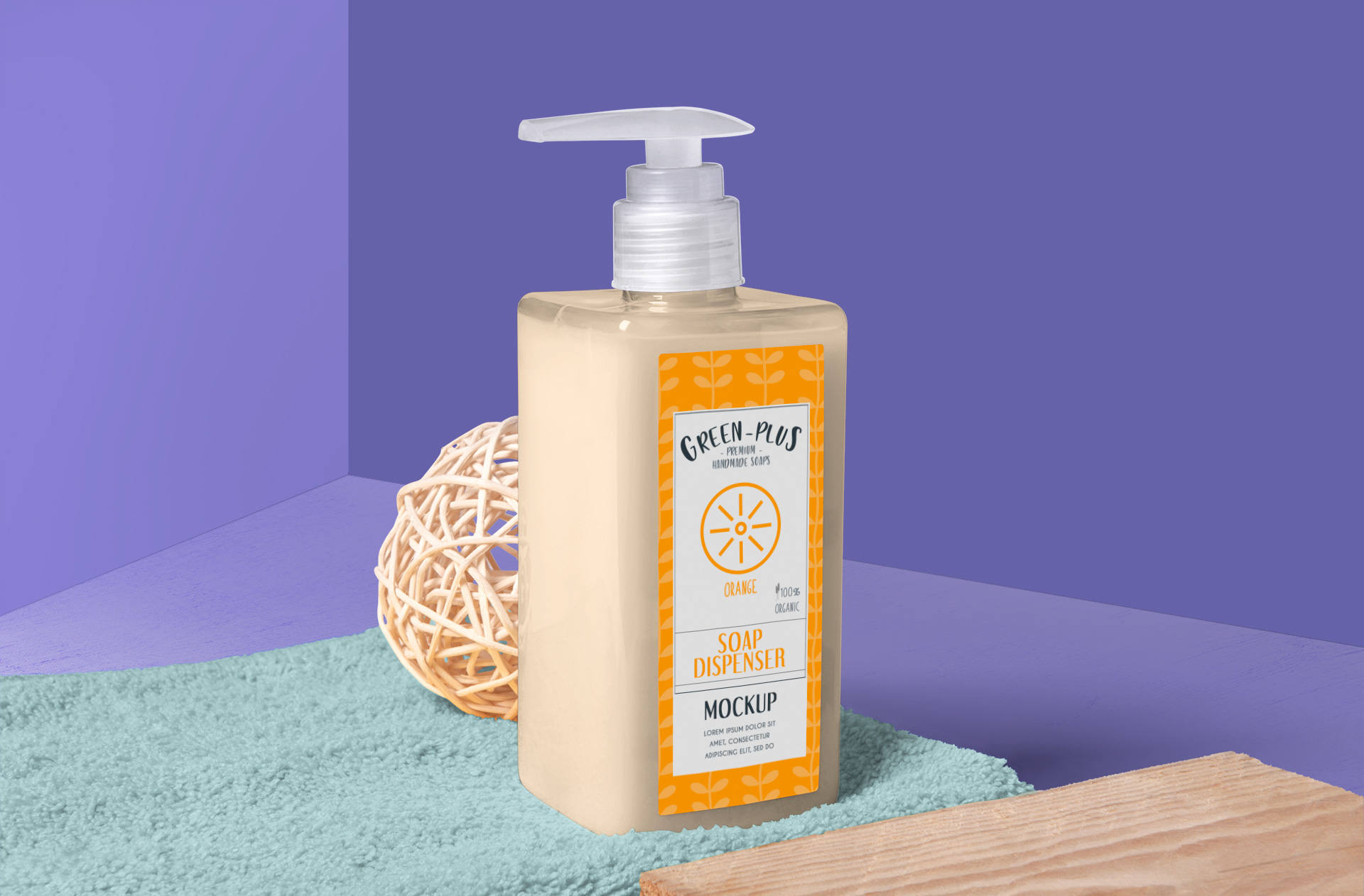 Soap Dispenser Bottle Mockup with Pump Cap