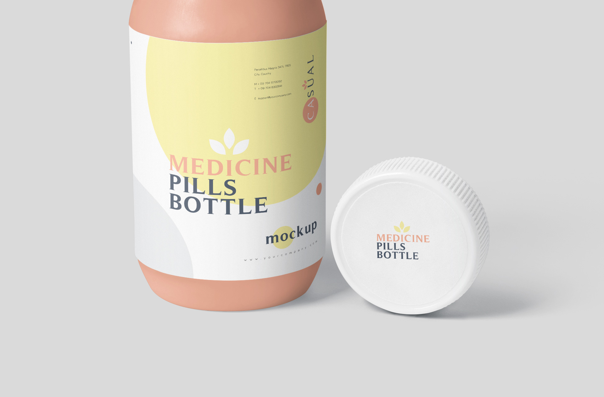 floating pill bottle mockup