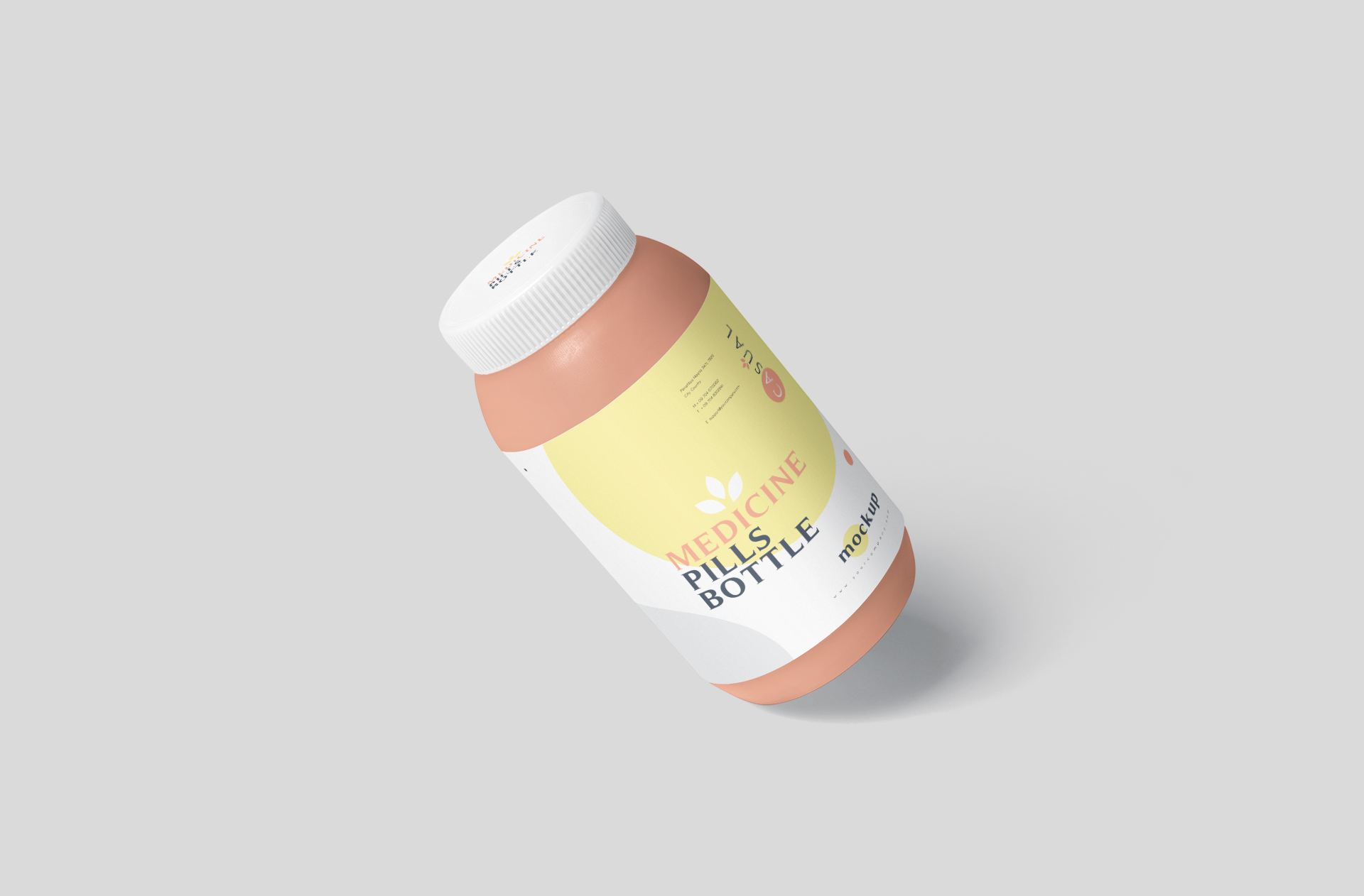 Open Medicine Pills Bottle Mockup – Realistic Scene