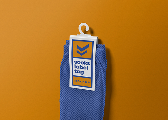 Socks Label Tag Mockup Hanging Display PSD