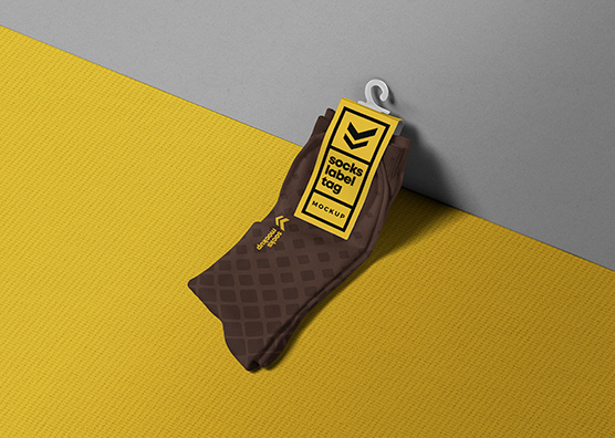 Socks Label Tag Mockup Side View Packaging