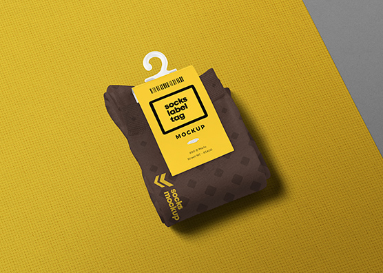 Socks Label Tag Mockup Folded Socks Packaging