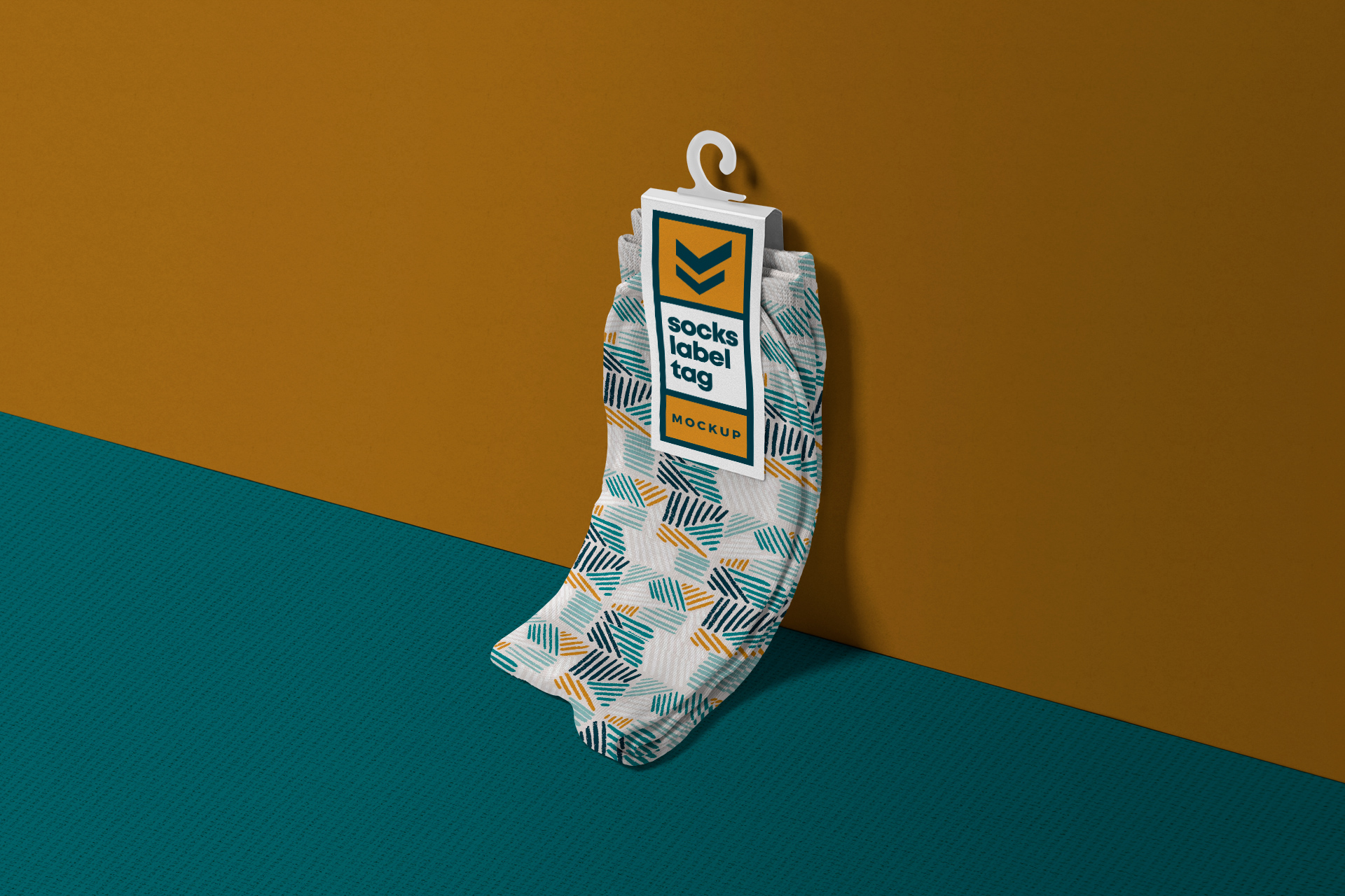 Socks Label Tag Mockup Hanging Display with Pattern