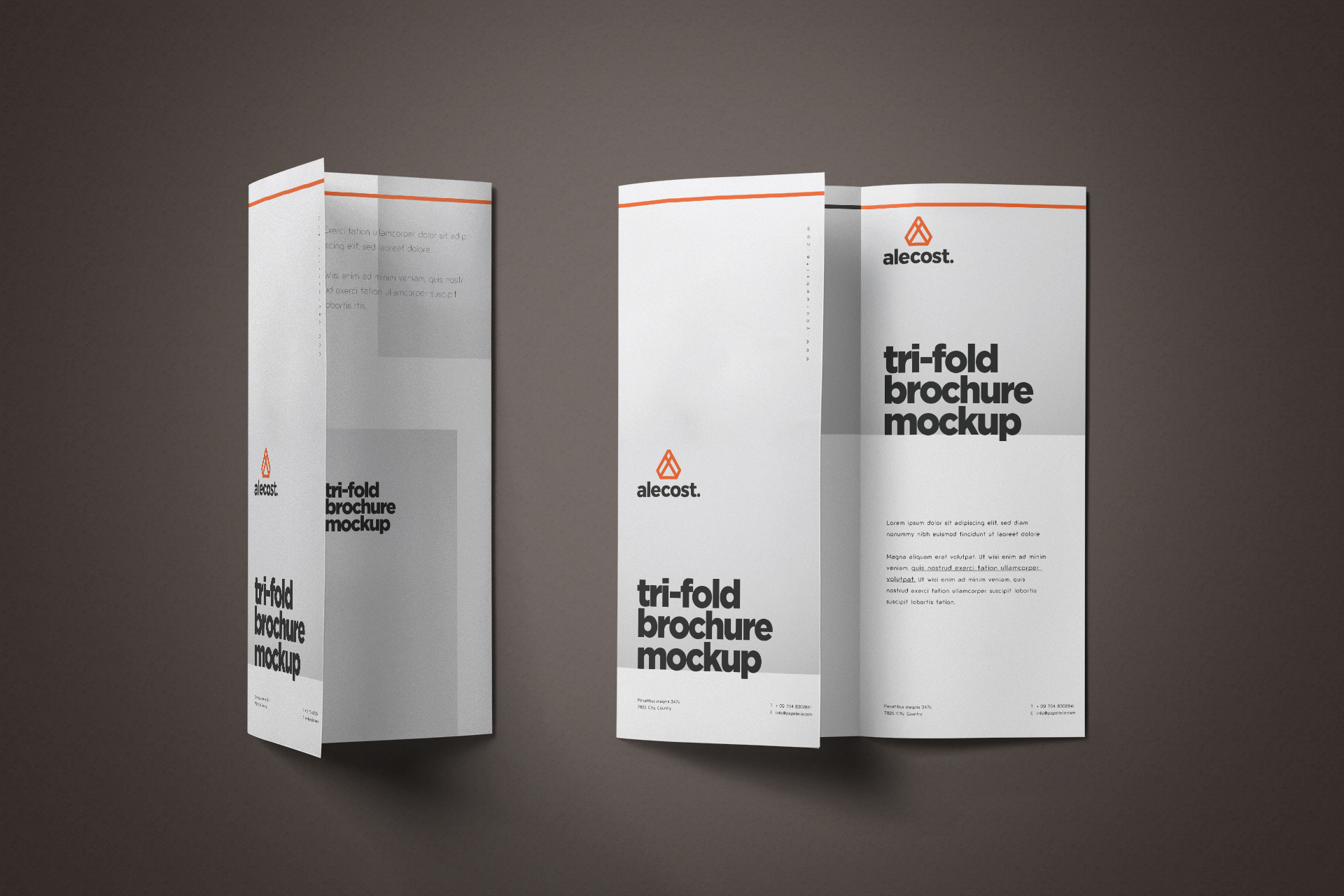 Floating Tri-Fold Brochure Mockup High-Quality PSD