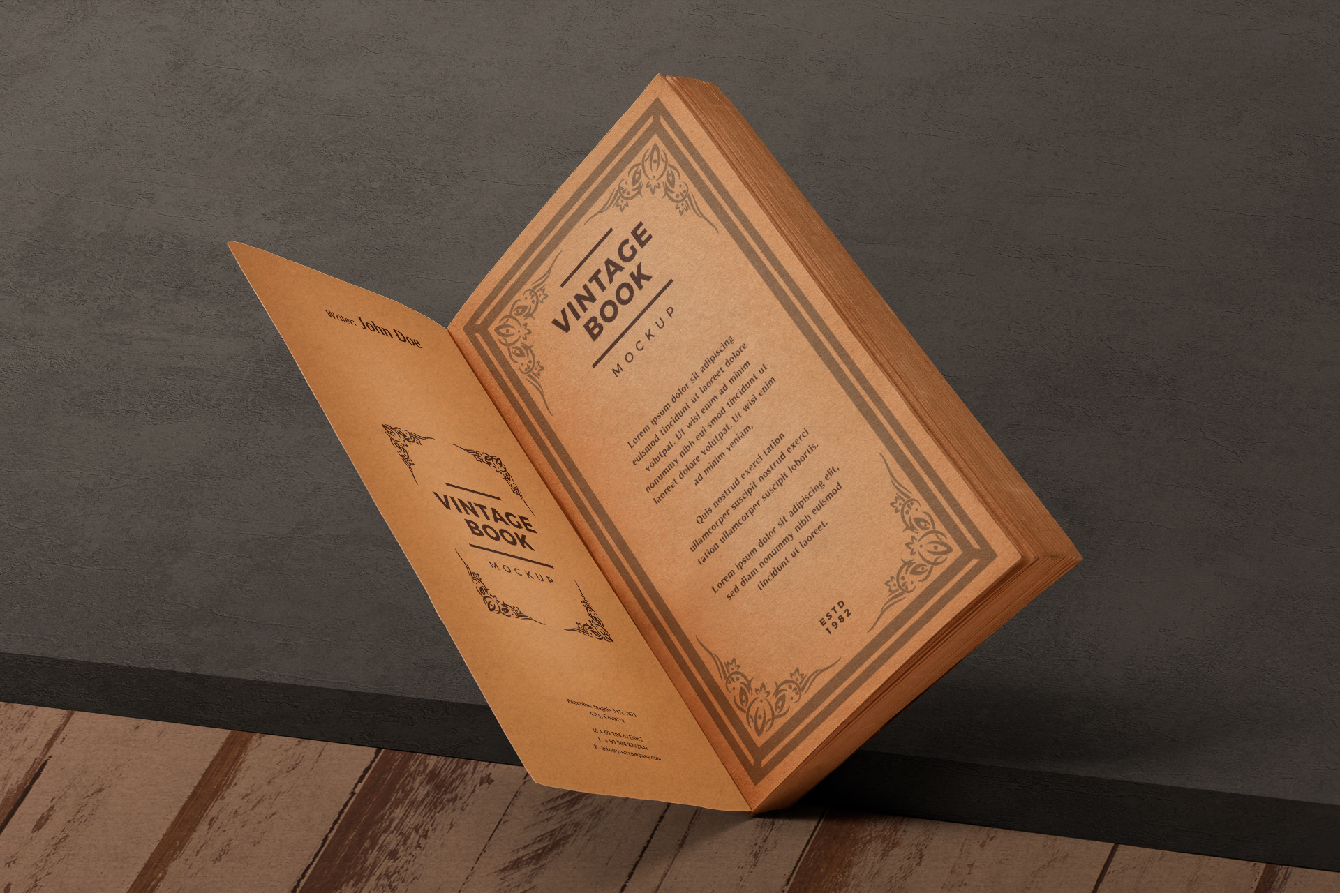 Open Vintage Book Mockup Editable Interior Pages
