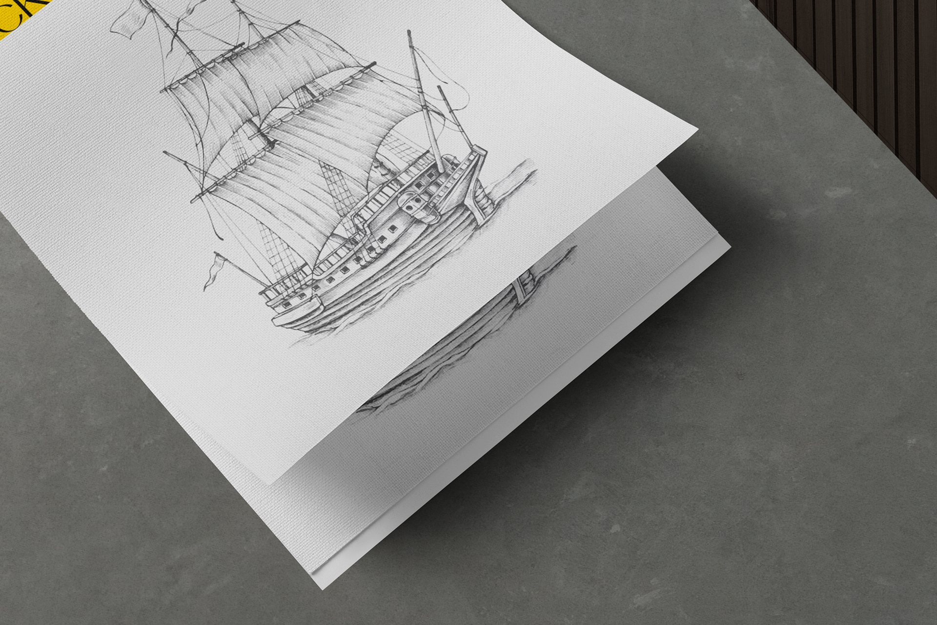 curled paper mock-up