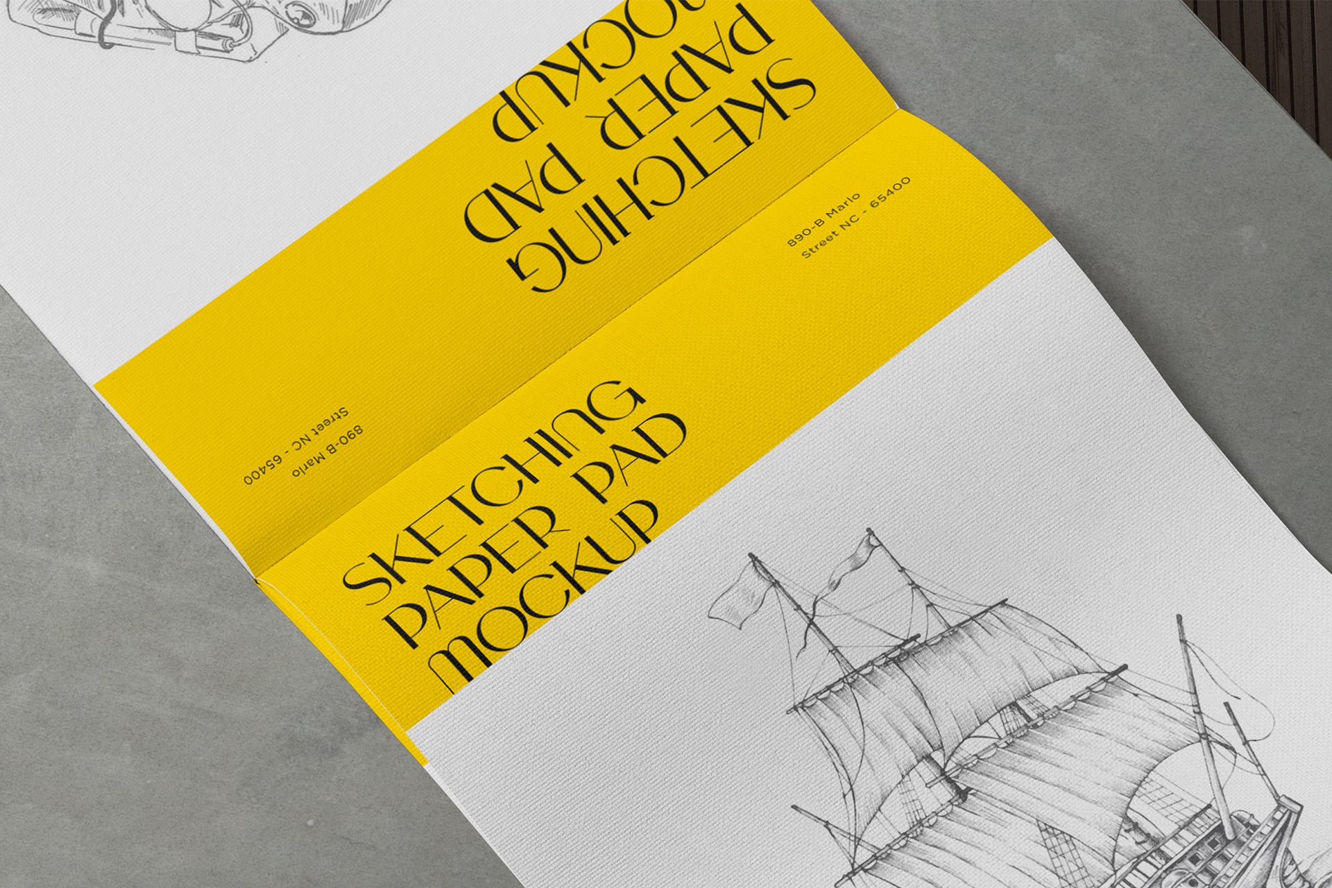 curled paper mock-up