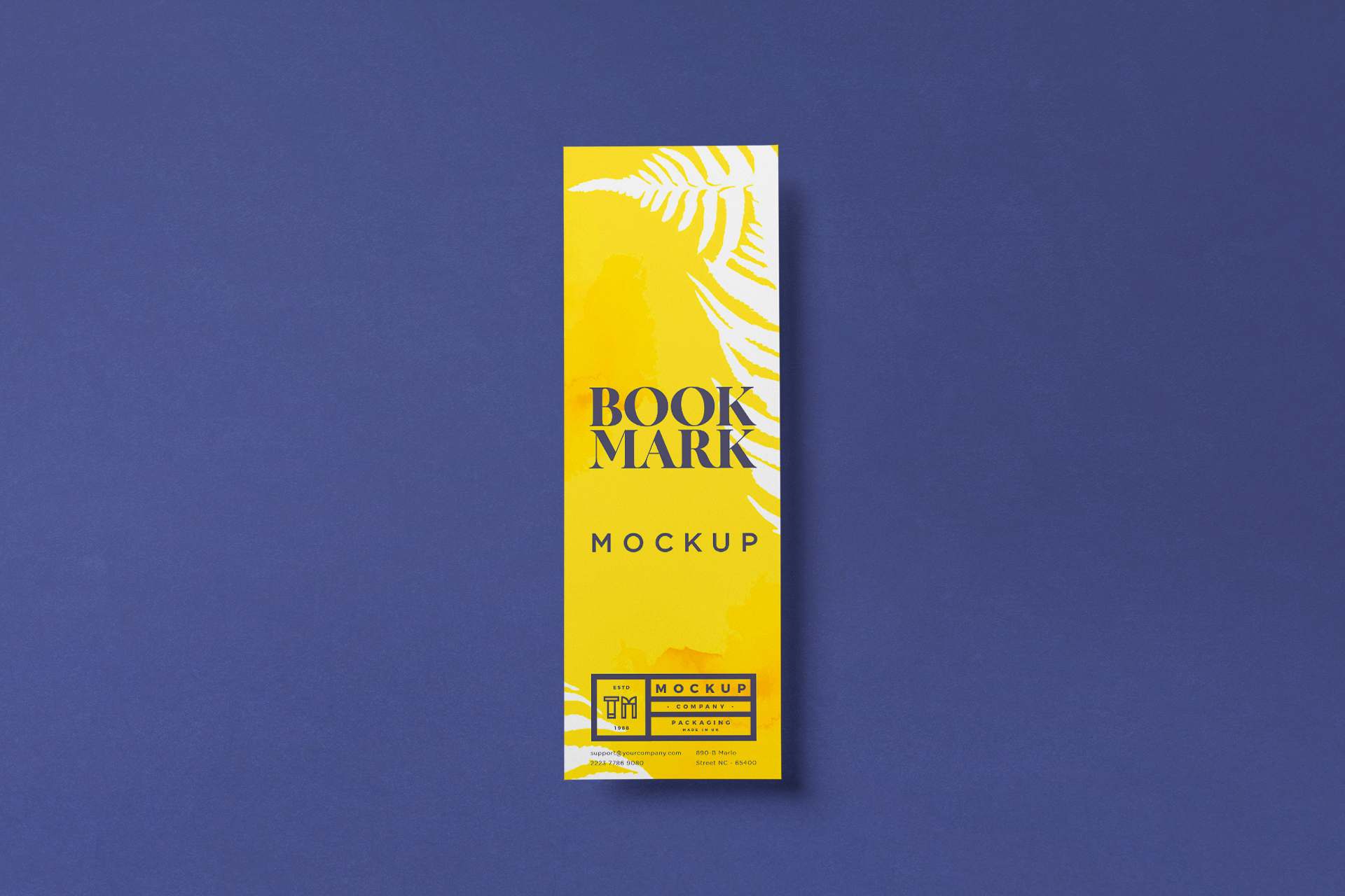Flat Lay Bookmark Mockup with Realistic Shadows