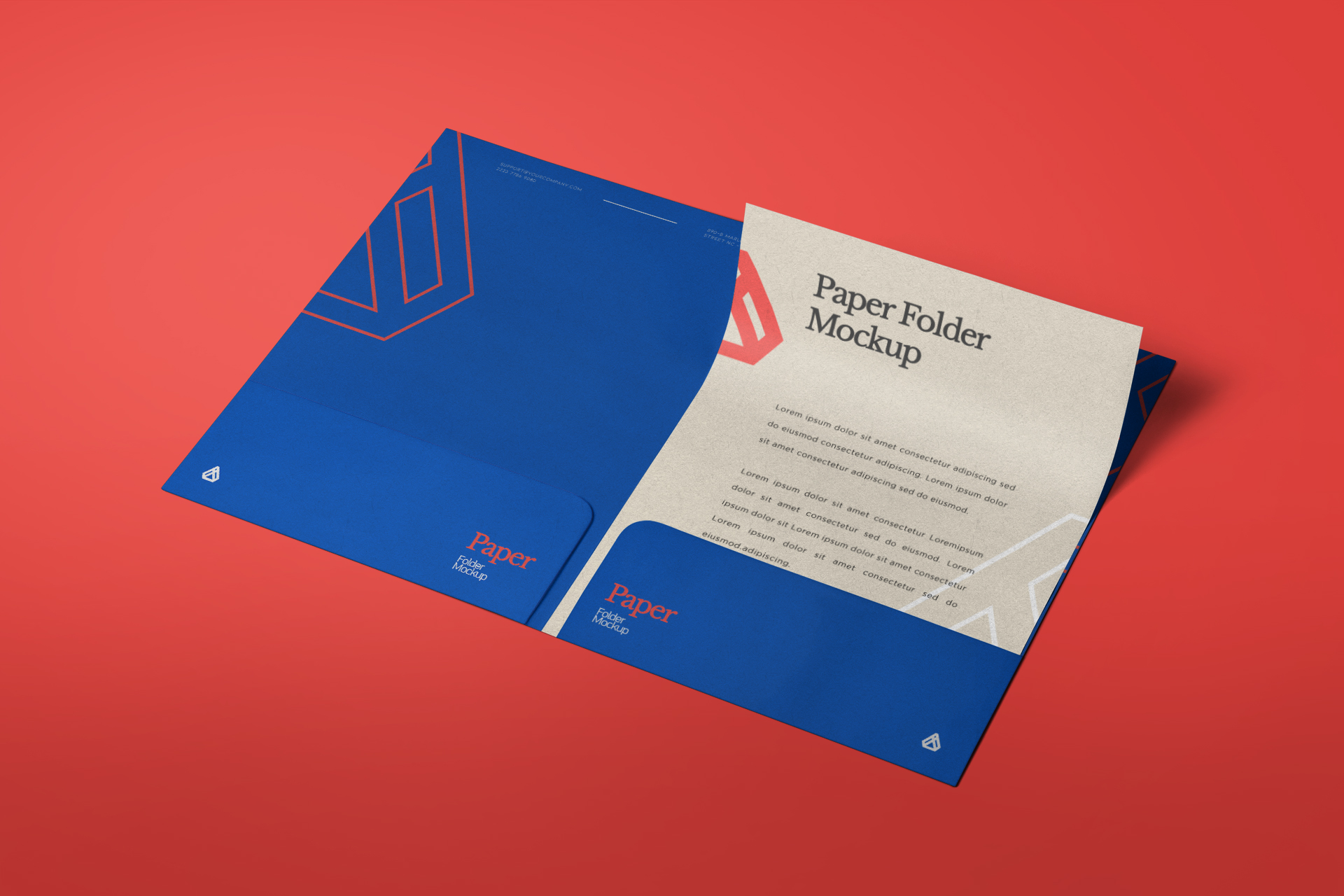 Open Paper Folder Mockup with Letterhead Design