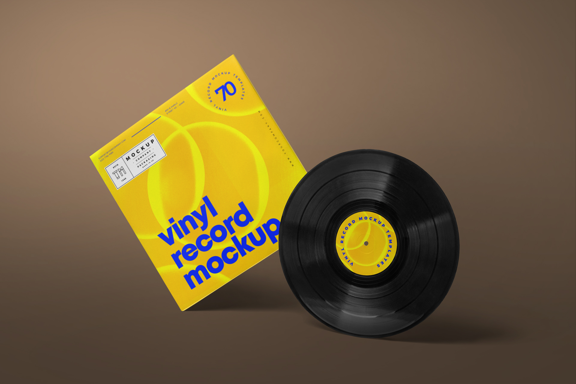 Vinyl Record Mockup with Sleeve for Album Cover