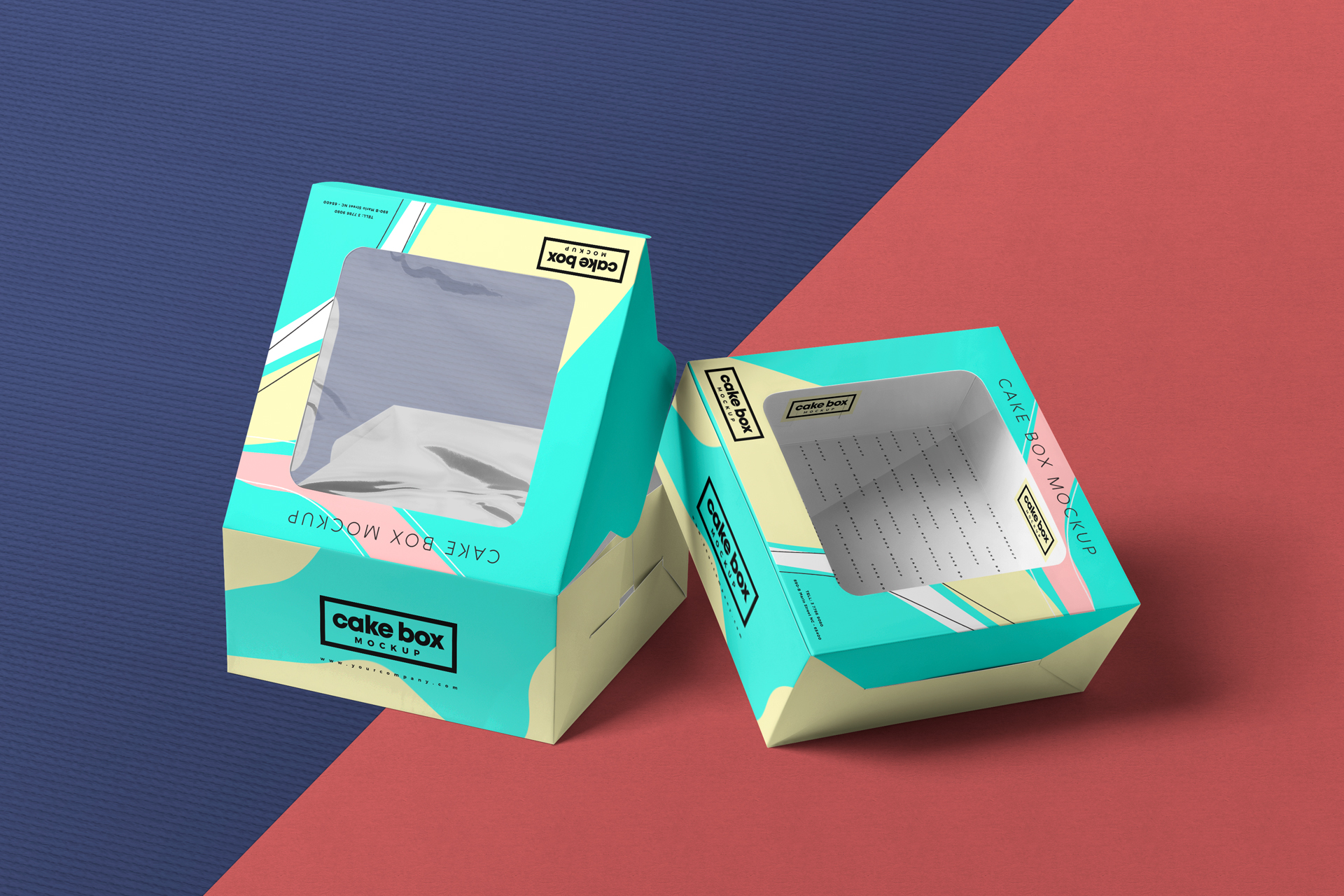 Bakery Cake Box Mockup with Window & Customizable Design