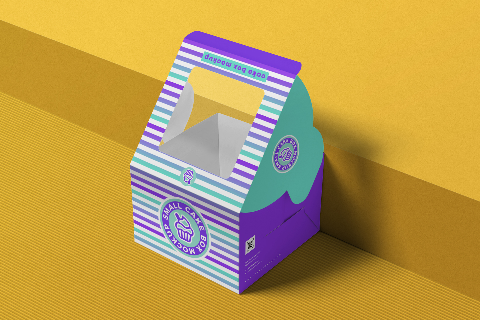 Small Cake Box Mockup with Handle & Window Display