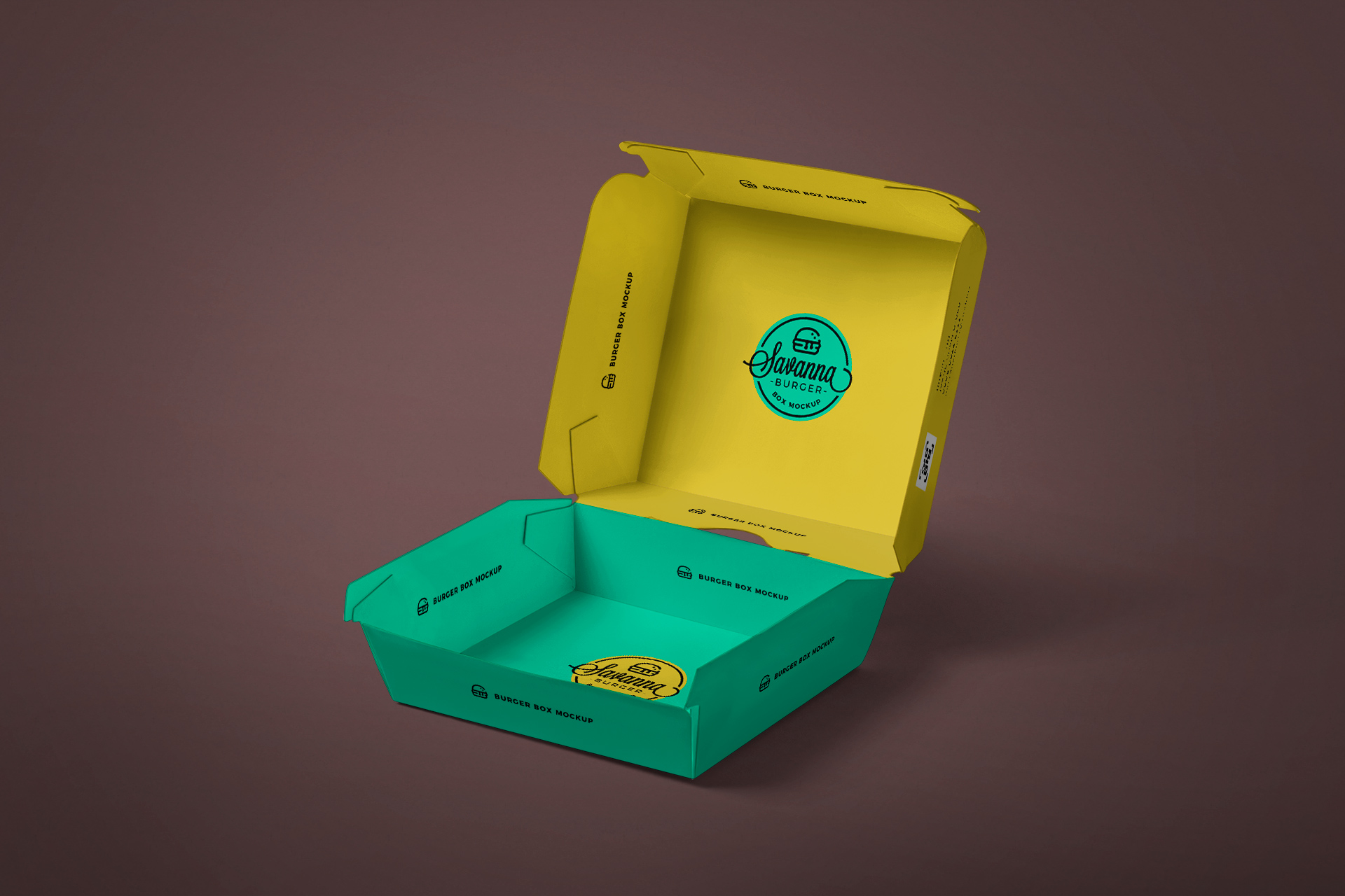 Open Burger Box Mockup – Inside View