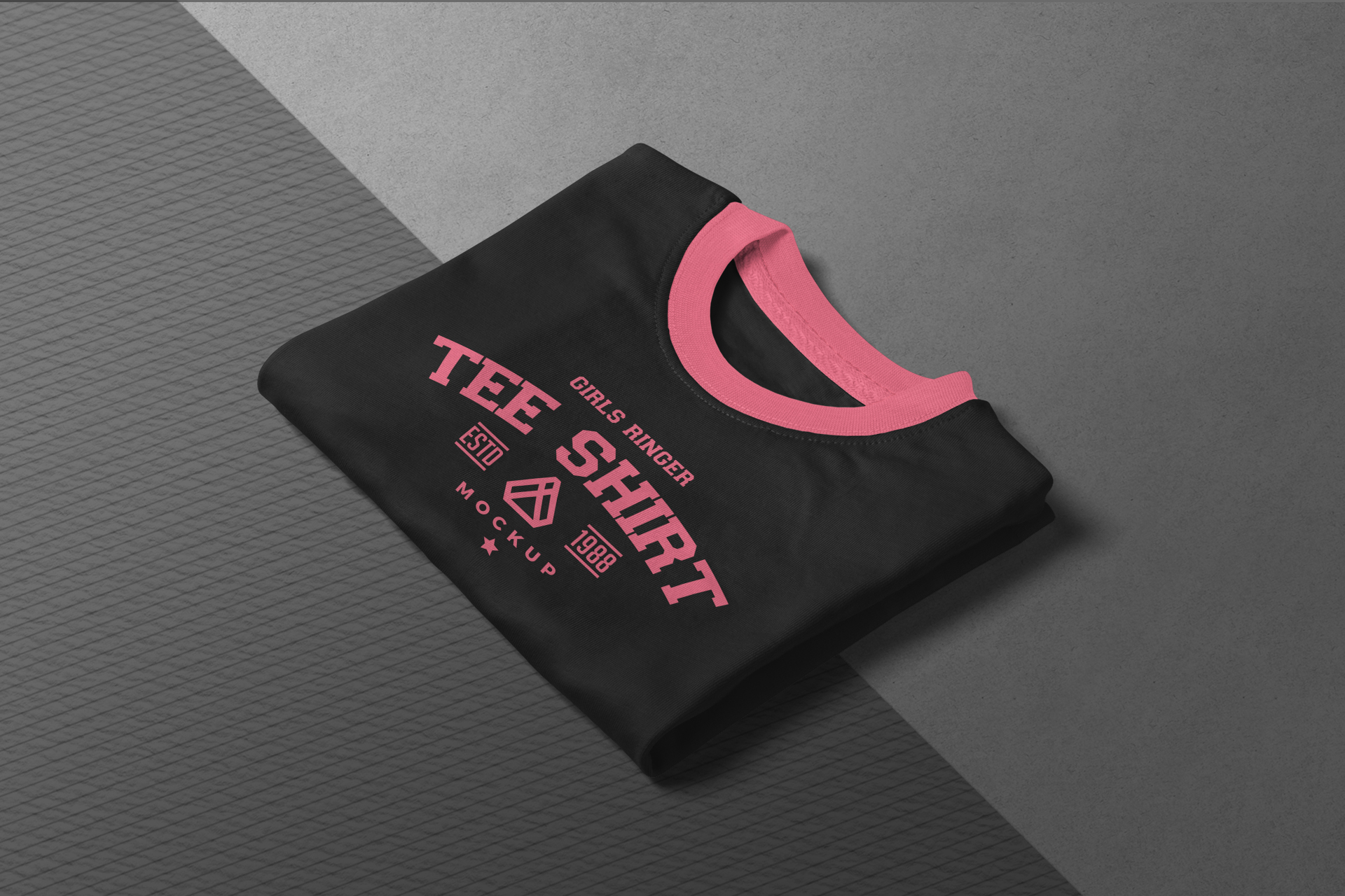 Folded Girls’ Ringer T-Shirt Mockup – Stylish Apparel