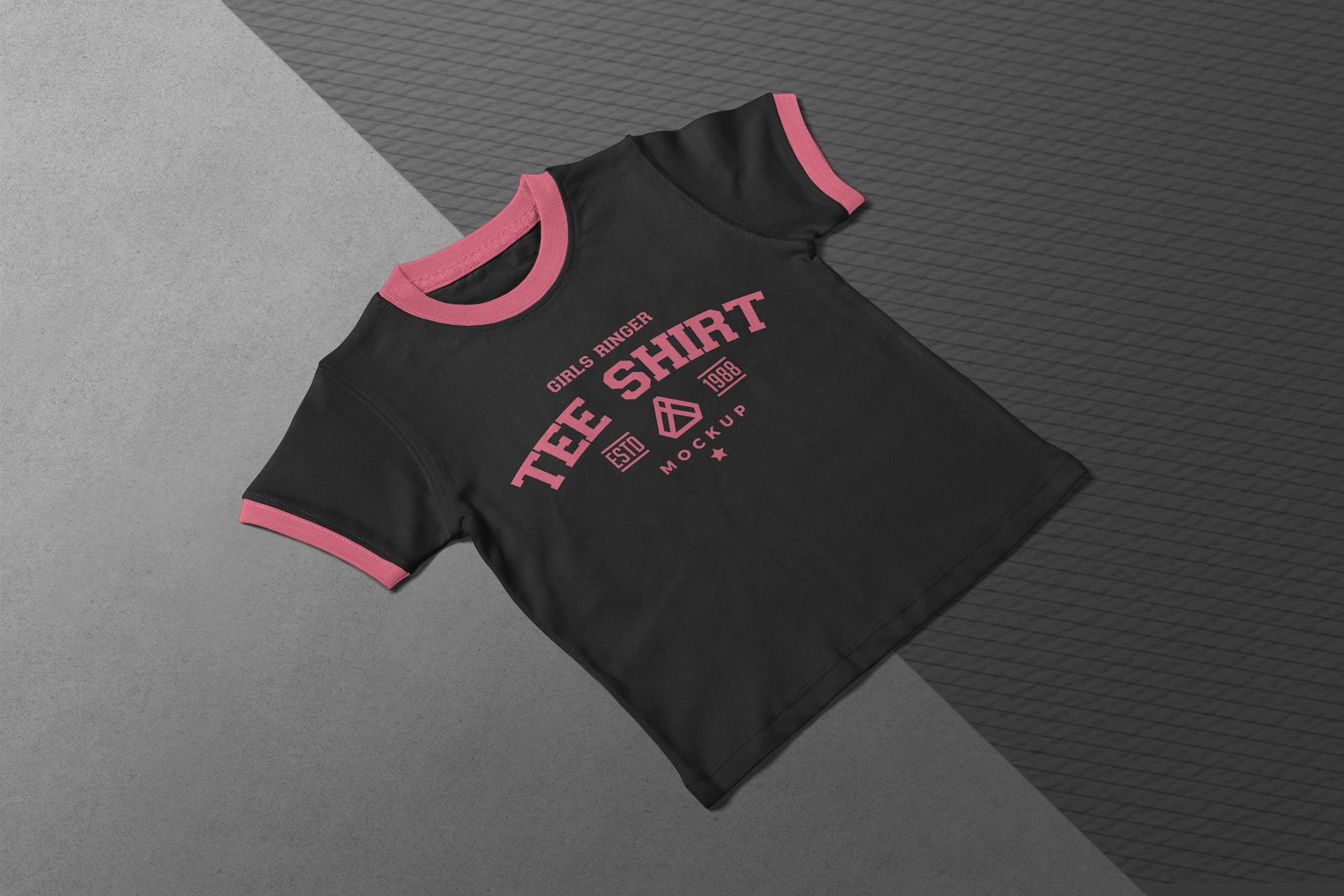 Flat Lay Girls’ Ringer T-Shirt Mockup – High Resolution