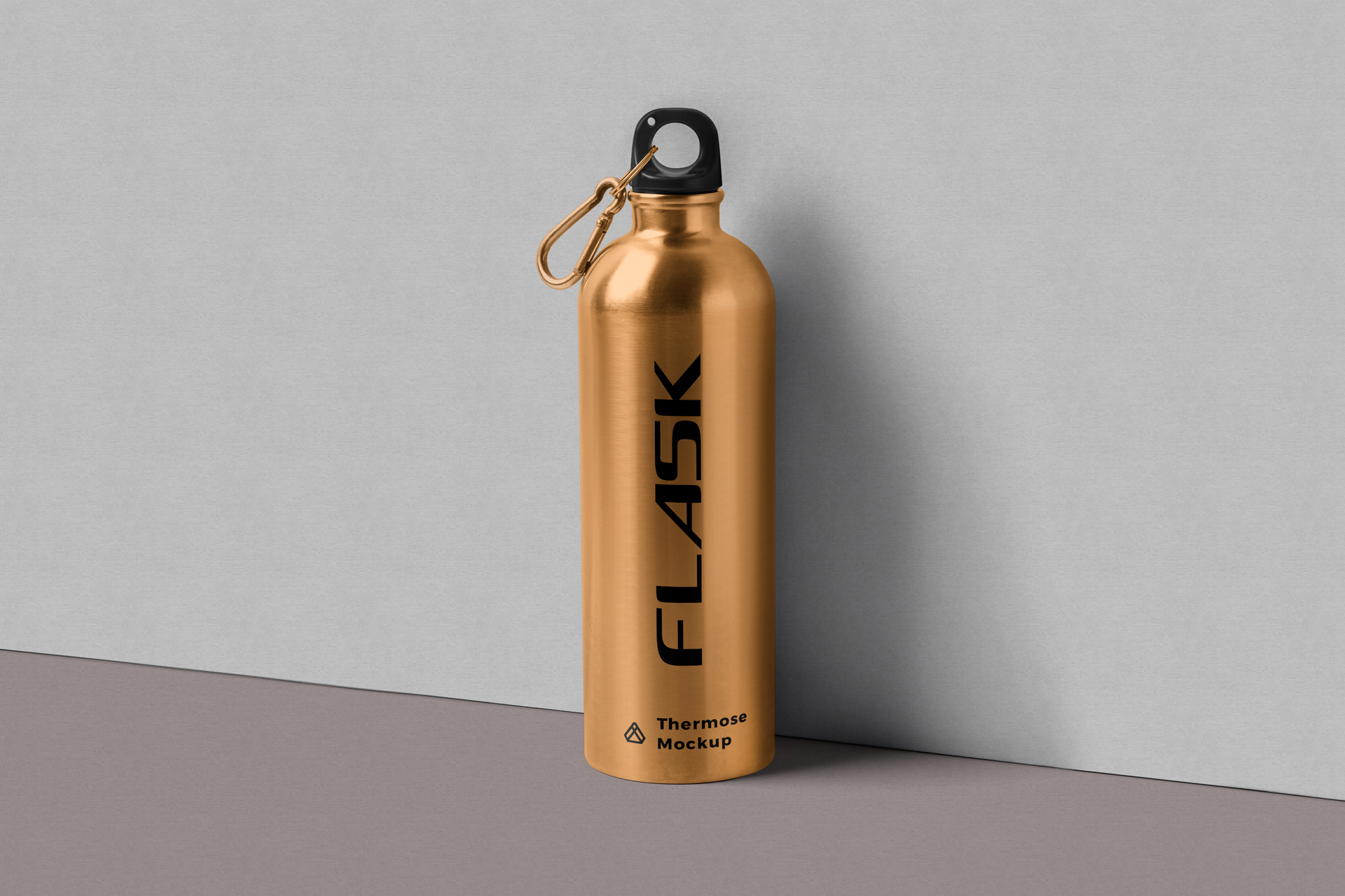 Standing Gold Metal Flask Mockup with Sleek Finish